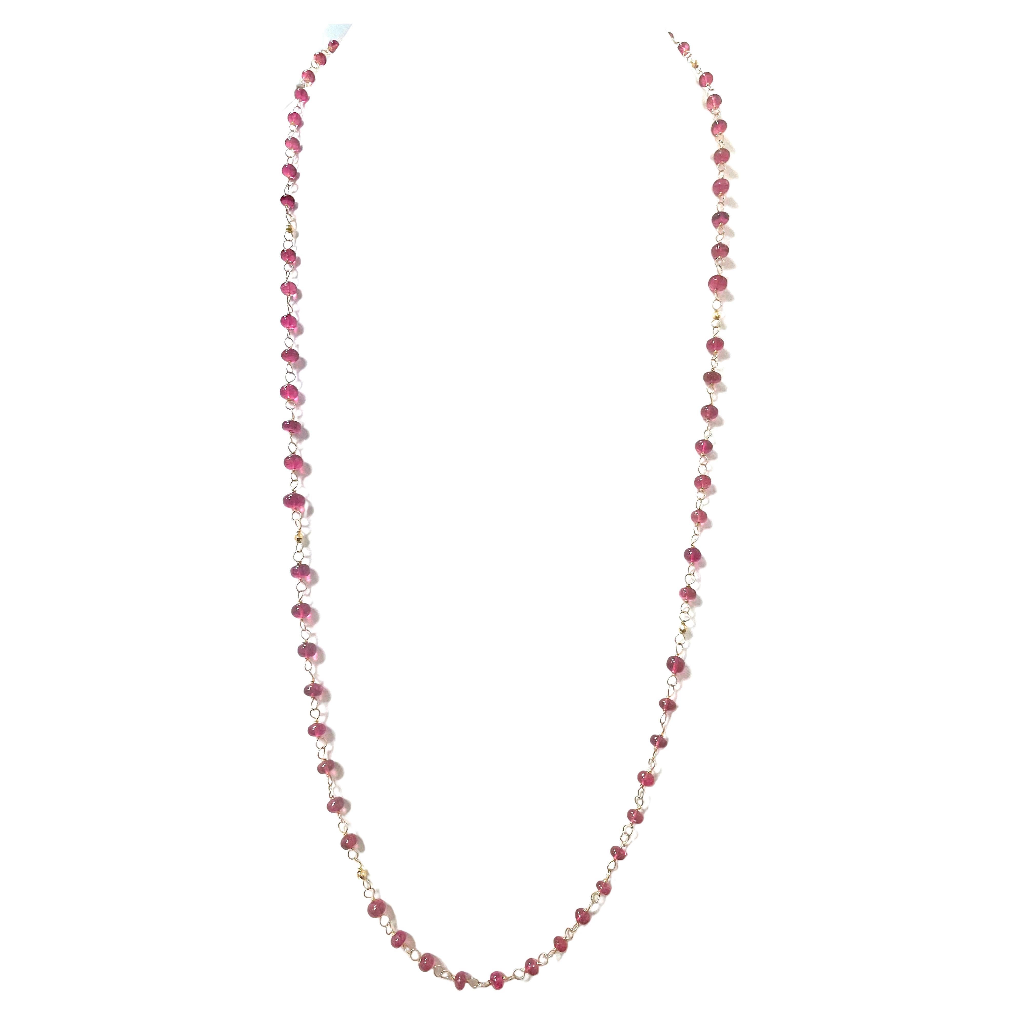 66 Carats Pink Tourmaline and Yellow Gold Paradizia Necklace For Sale