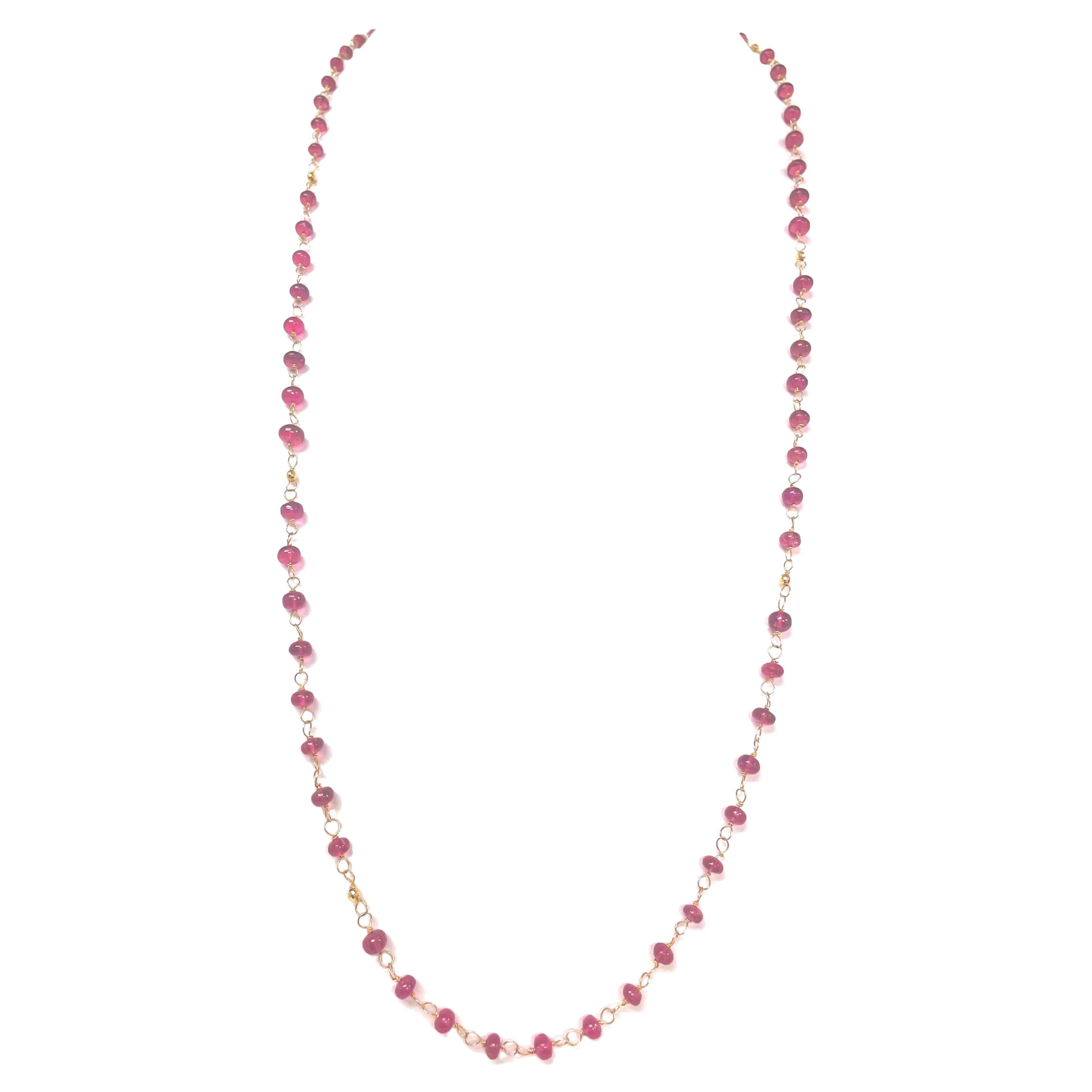 Women's 66 Carats Pink Tourmaline and Yellow Gold Paradizia Necklace For Sale
