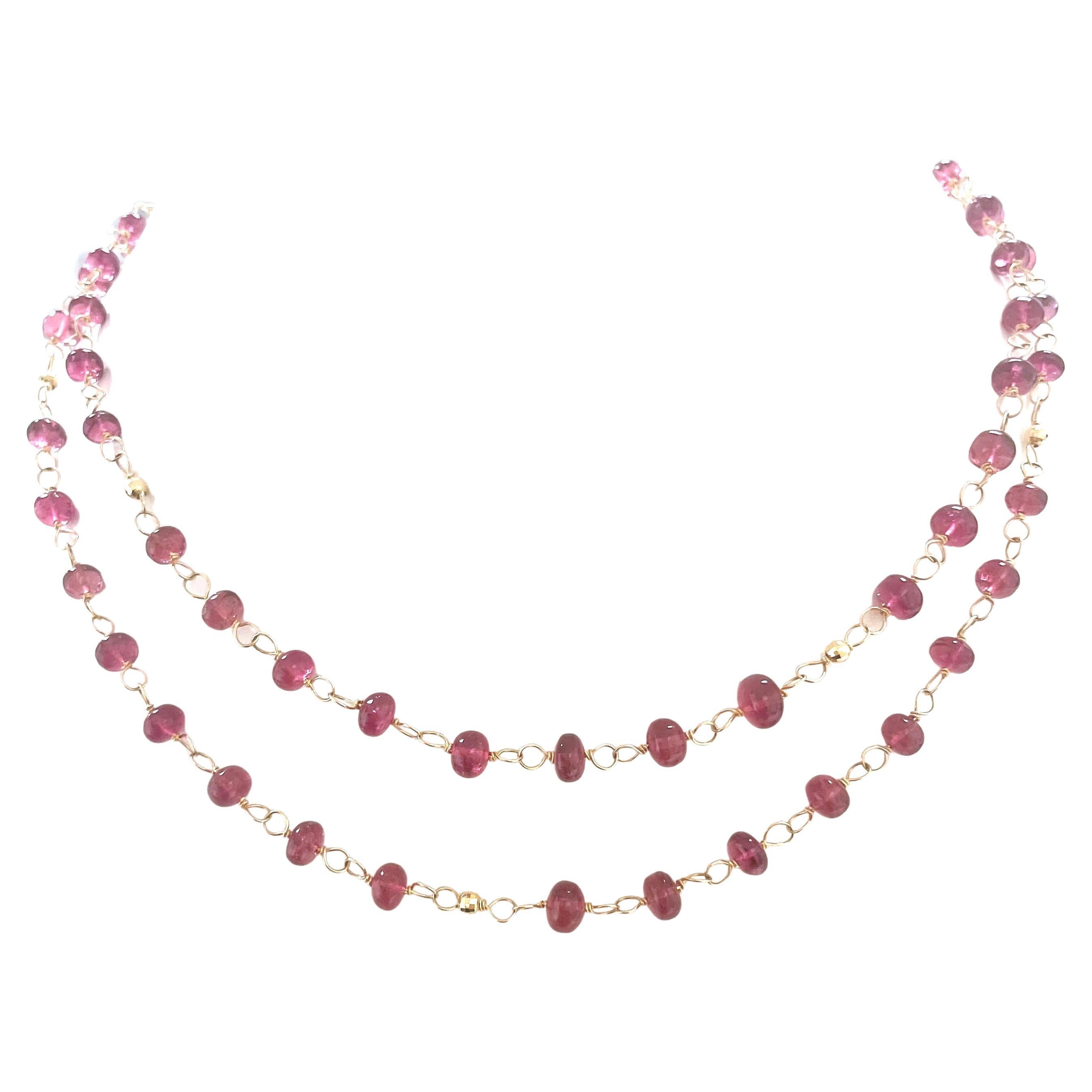 66 Carats Pink Tourmaline and Yellow Gold Paradizia Necklace For Sale 1