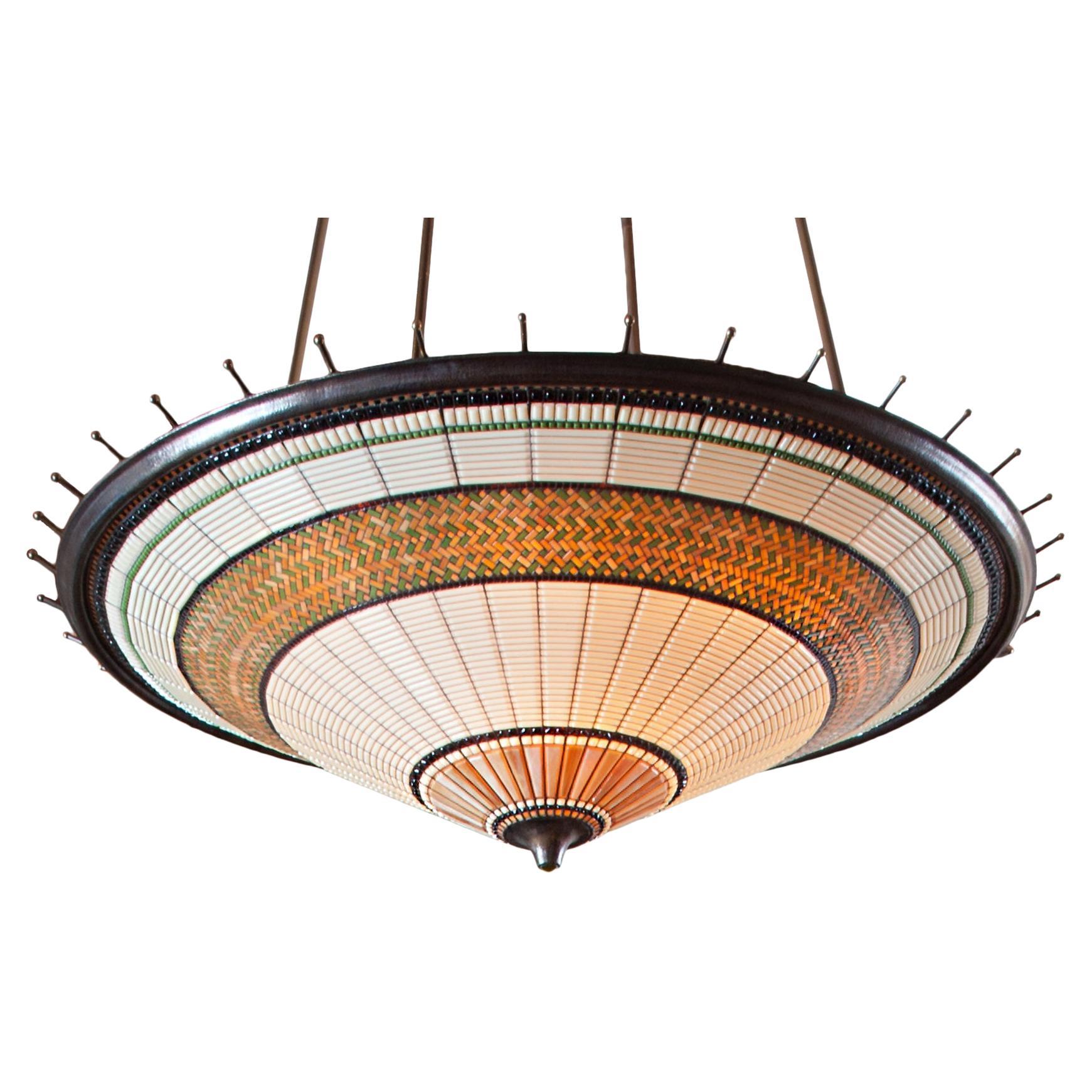 66 inch Grand Parasol Pendant Hand Crafted with Glass and Bronze