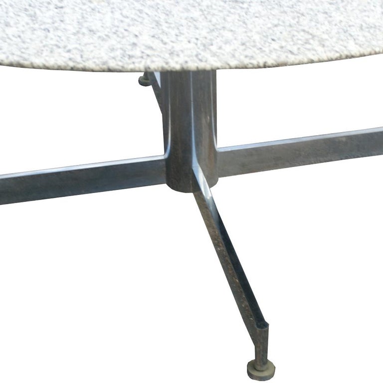 66" Mid Century Stainless Steel And Granite Dining Table For Sale at