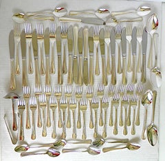 66 pcs Silverplate Flatware Classic Rim pat. 10 Table Settings plus Serving pcs.