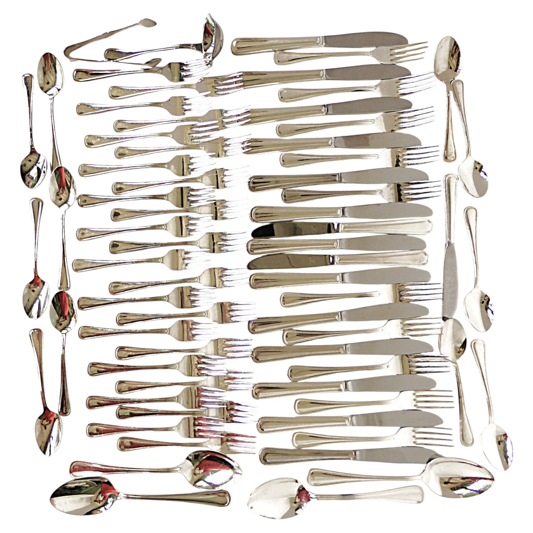 66 pcs Silverplate Flatware Classic Rim pat. 10 Table Settings plus Serving pcs. For Sale