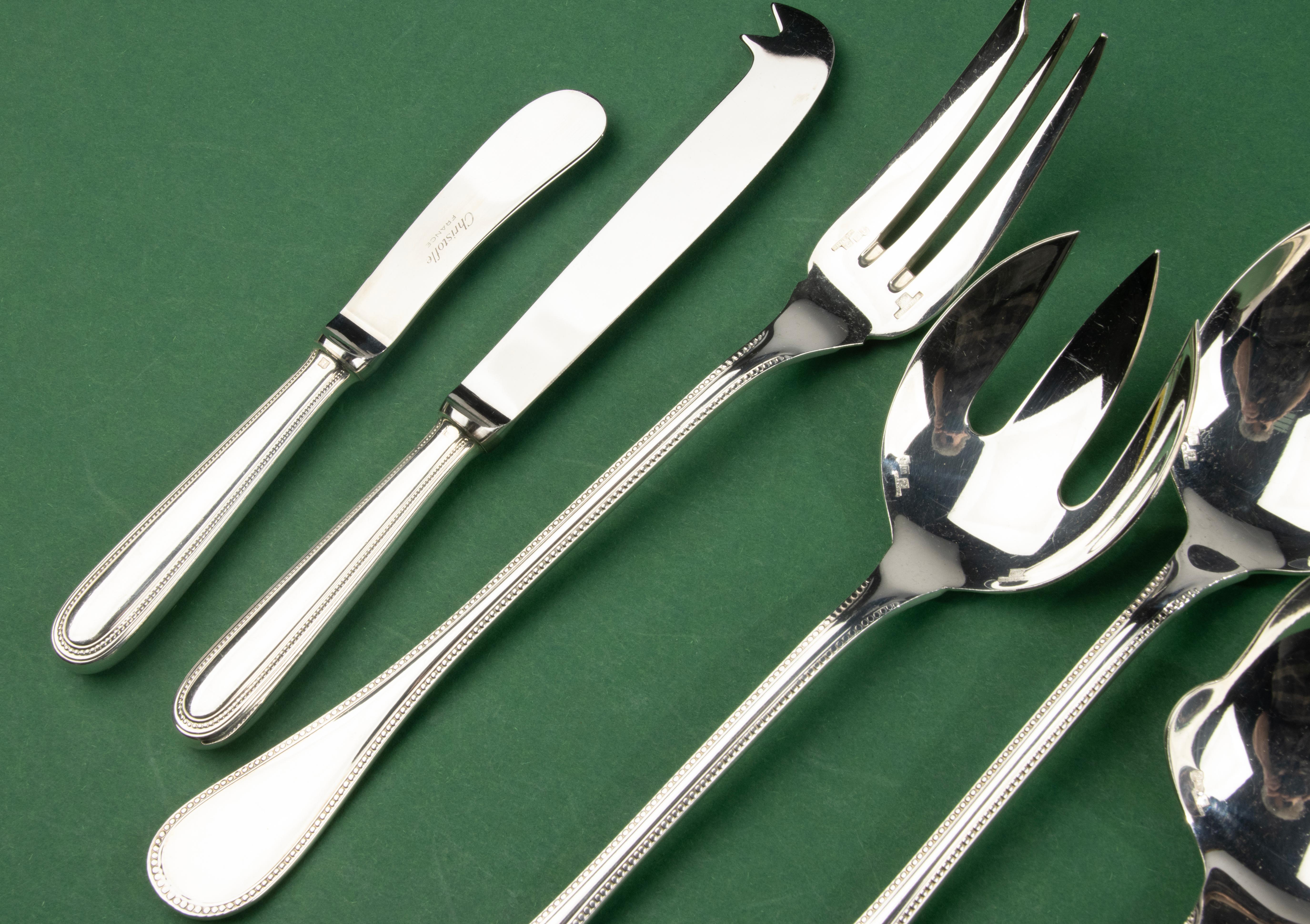 66-Piece Set Tableware - Christofle - Perles - Complete for 6 Persons 6