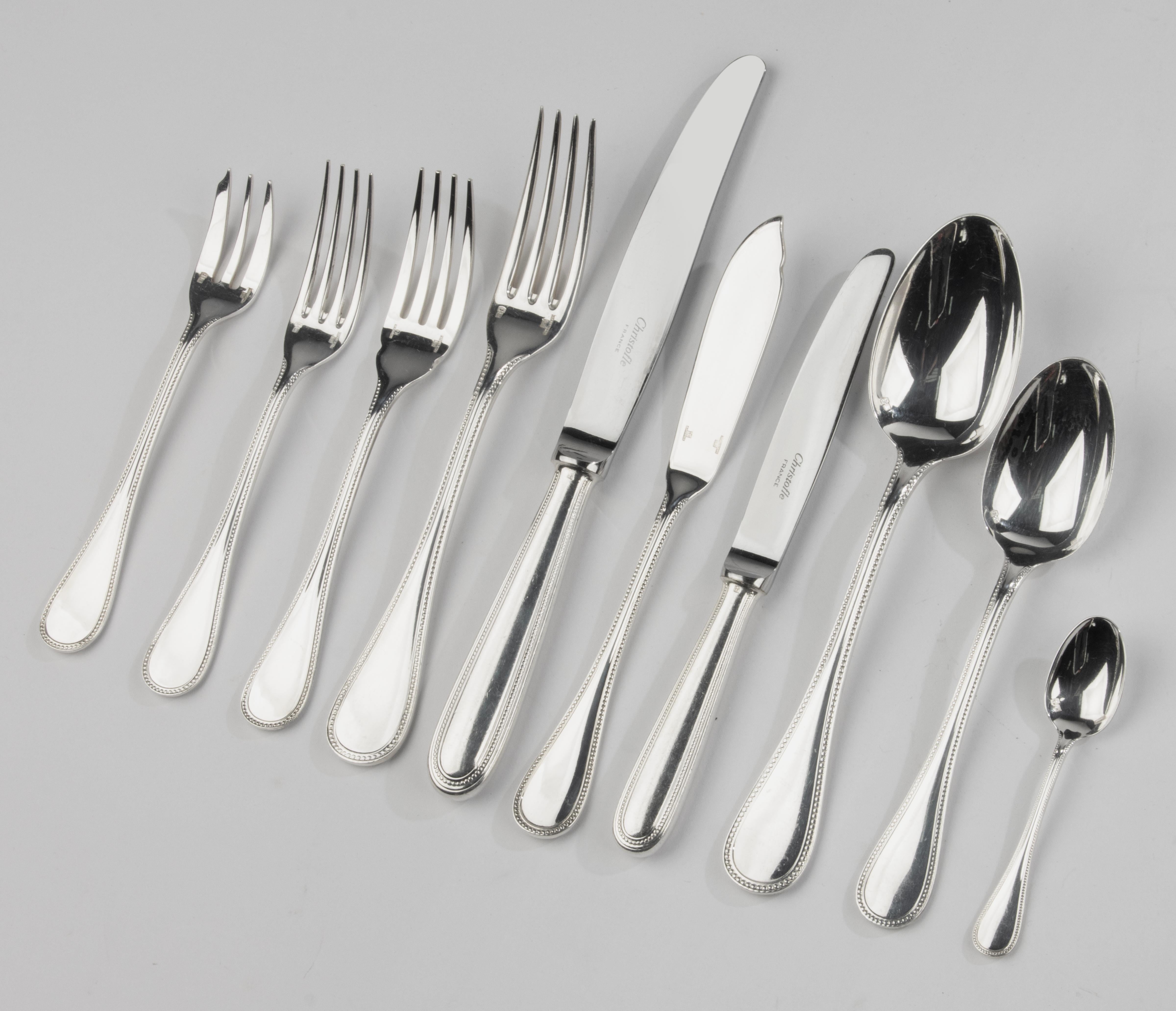 66-Piece Set Tableware - Christofle - Perles - Complete for 6 Persons 10