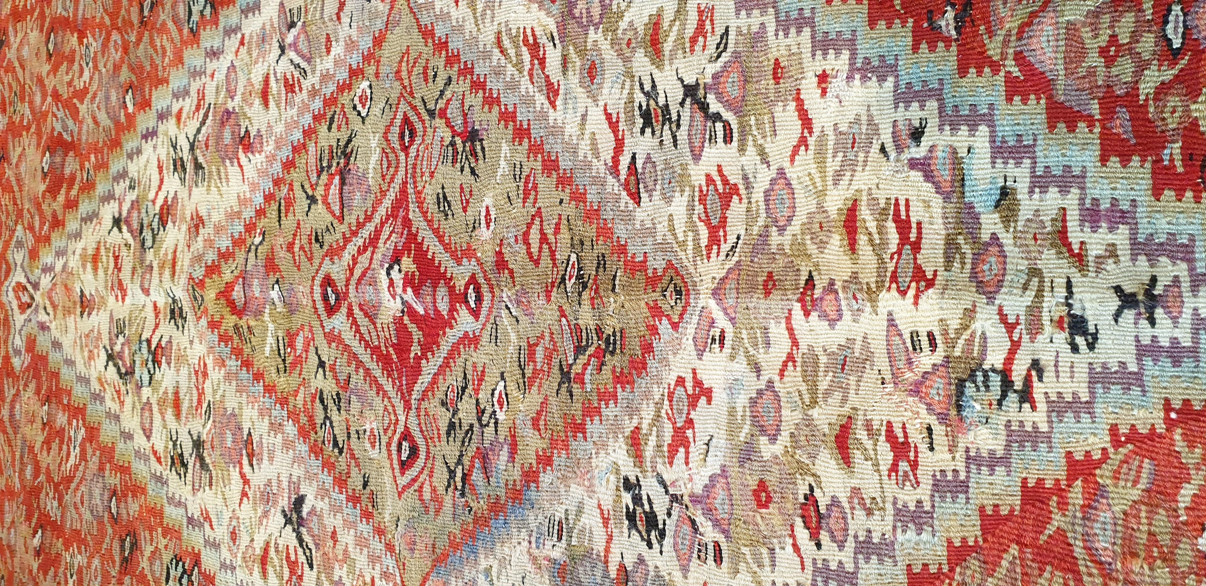 Wool 660 - Antique Fine Senneh Kilim, 19th Century For Sale