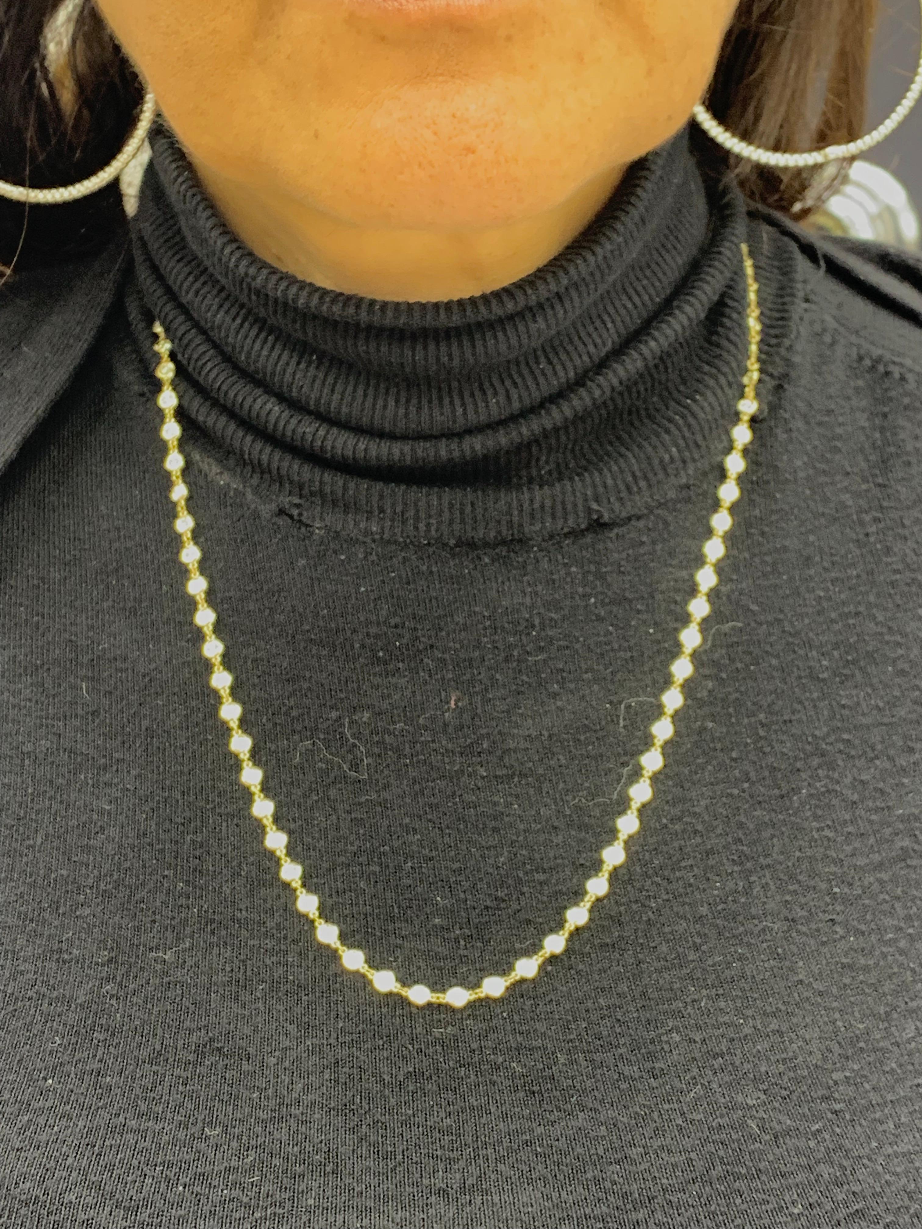 6.60 Carat Diamond by the Yard Chain Necklace in 14K Yellow Gold For Sale 4