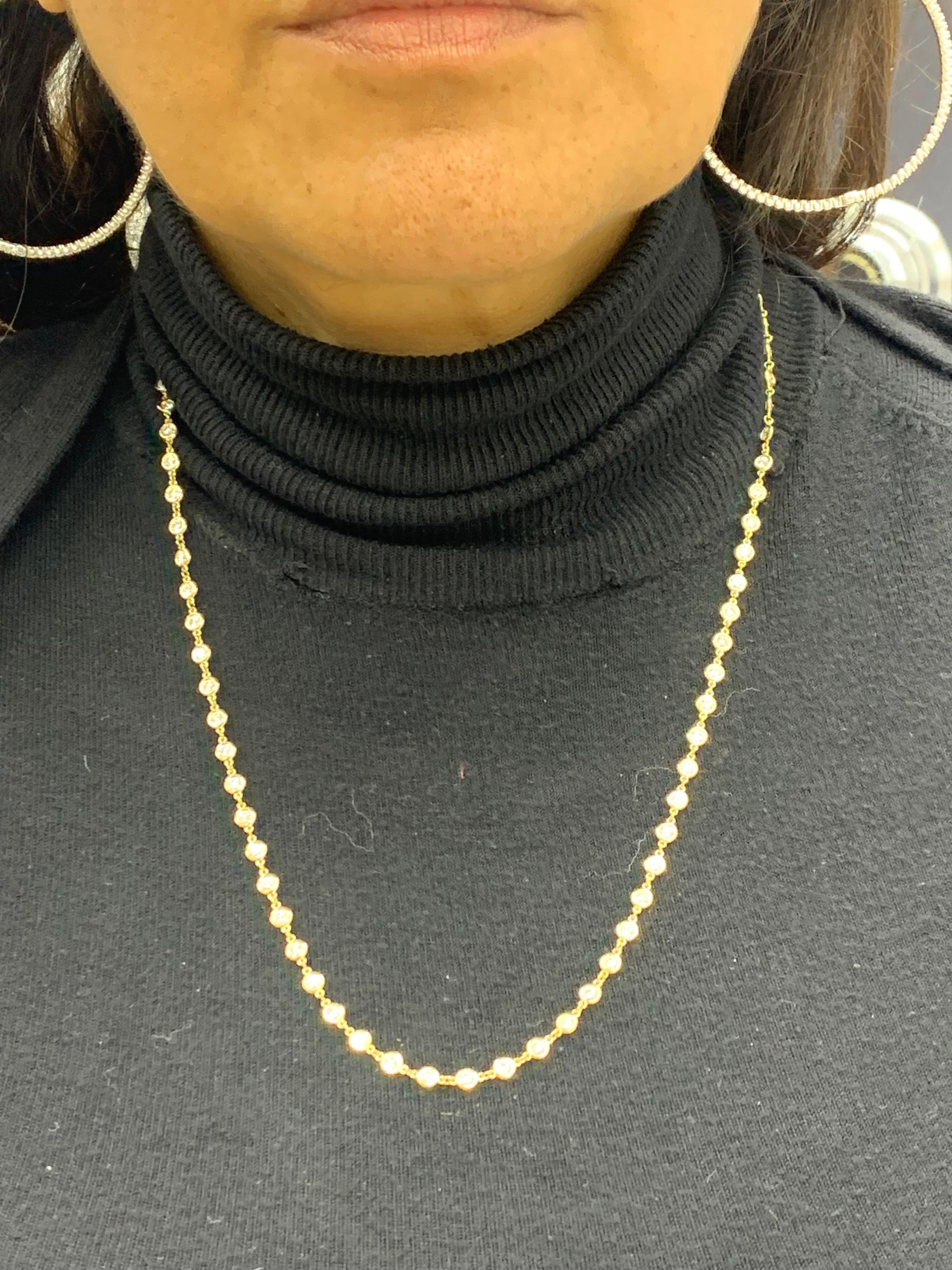 6.60 Carat Diamond by the Yard Chain Necklace in 14K Yellow Gold For Sale 5