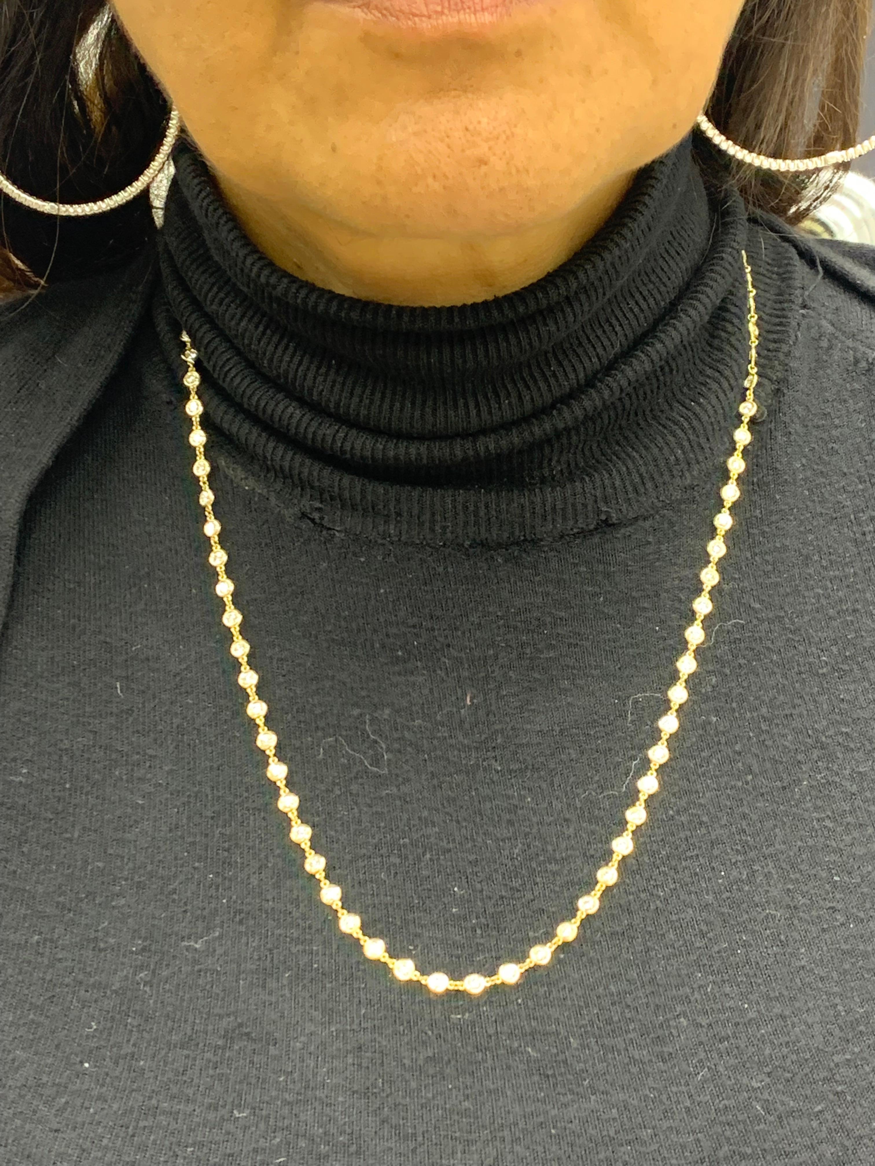 6.60 Carat Diamond by the Yard Chain Necklace in 14K Yellow Gold For Sale 6