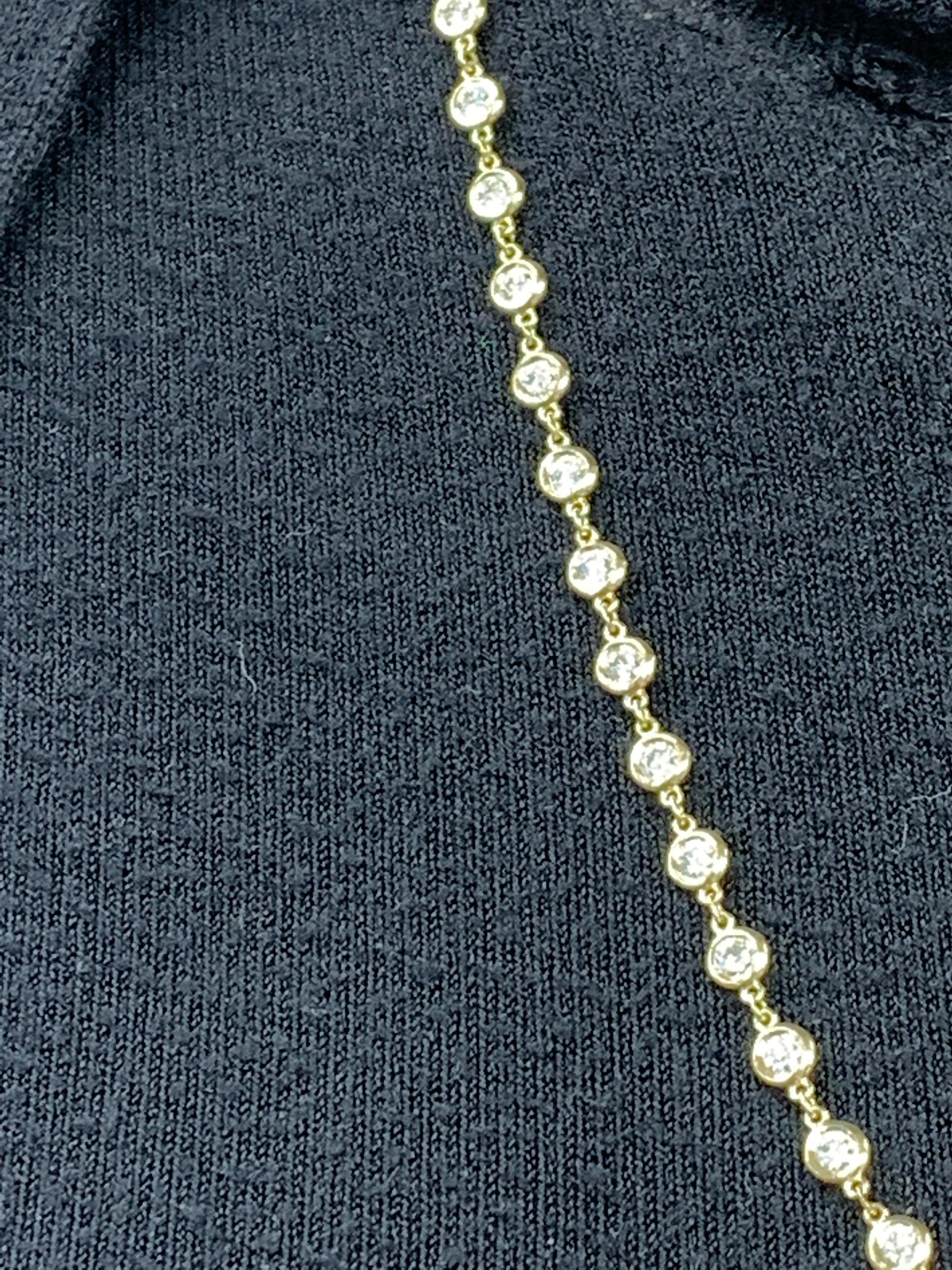 6.60 Carat Diamond by the Yard Chain Necklace in 14K Yellow Gold For Sale 7