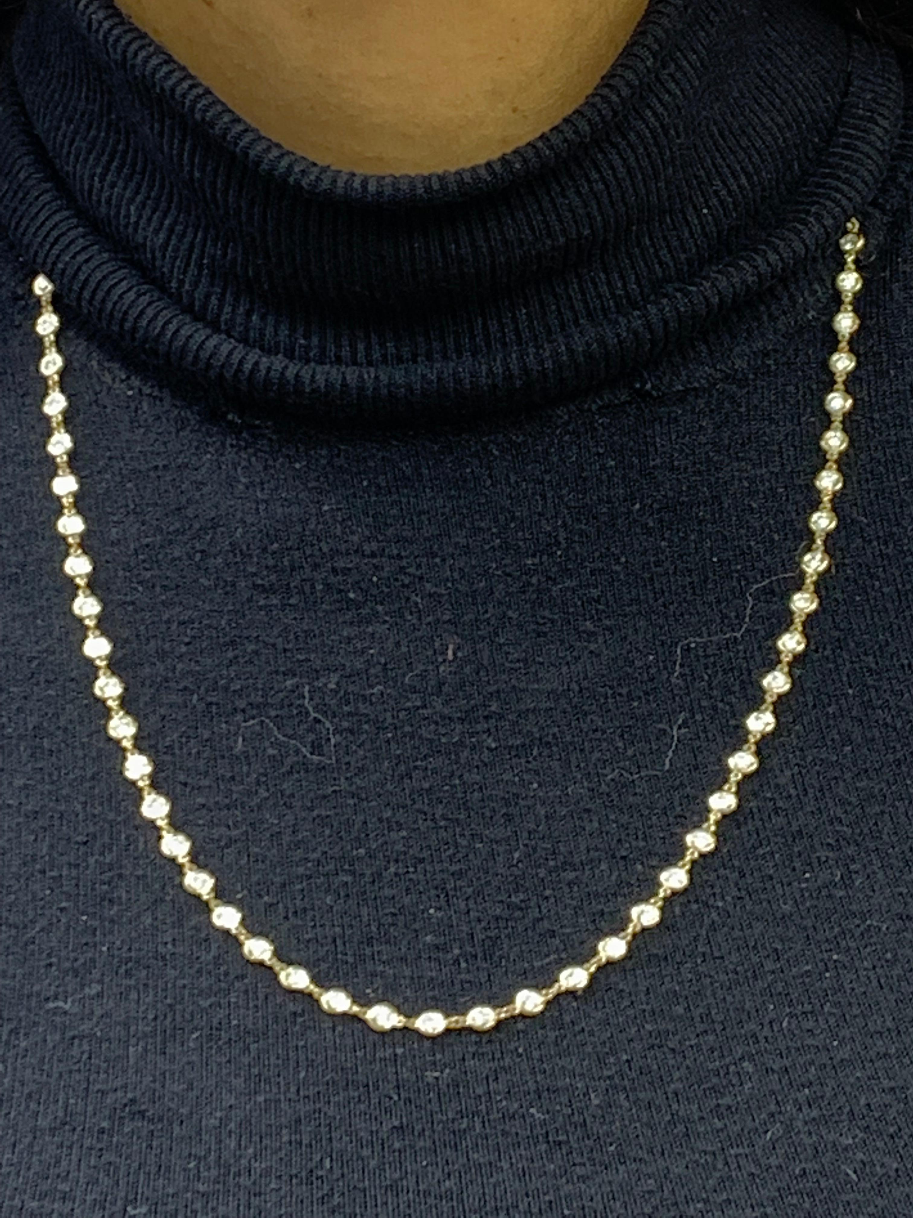 6.60 Carat Diamond by the Yard Chain Necklace in 14K Yellow Gold For Sale 8