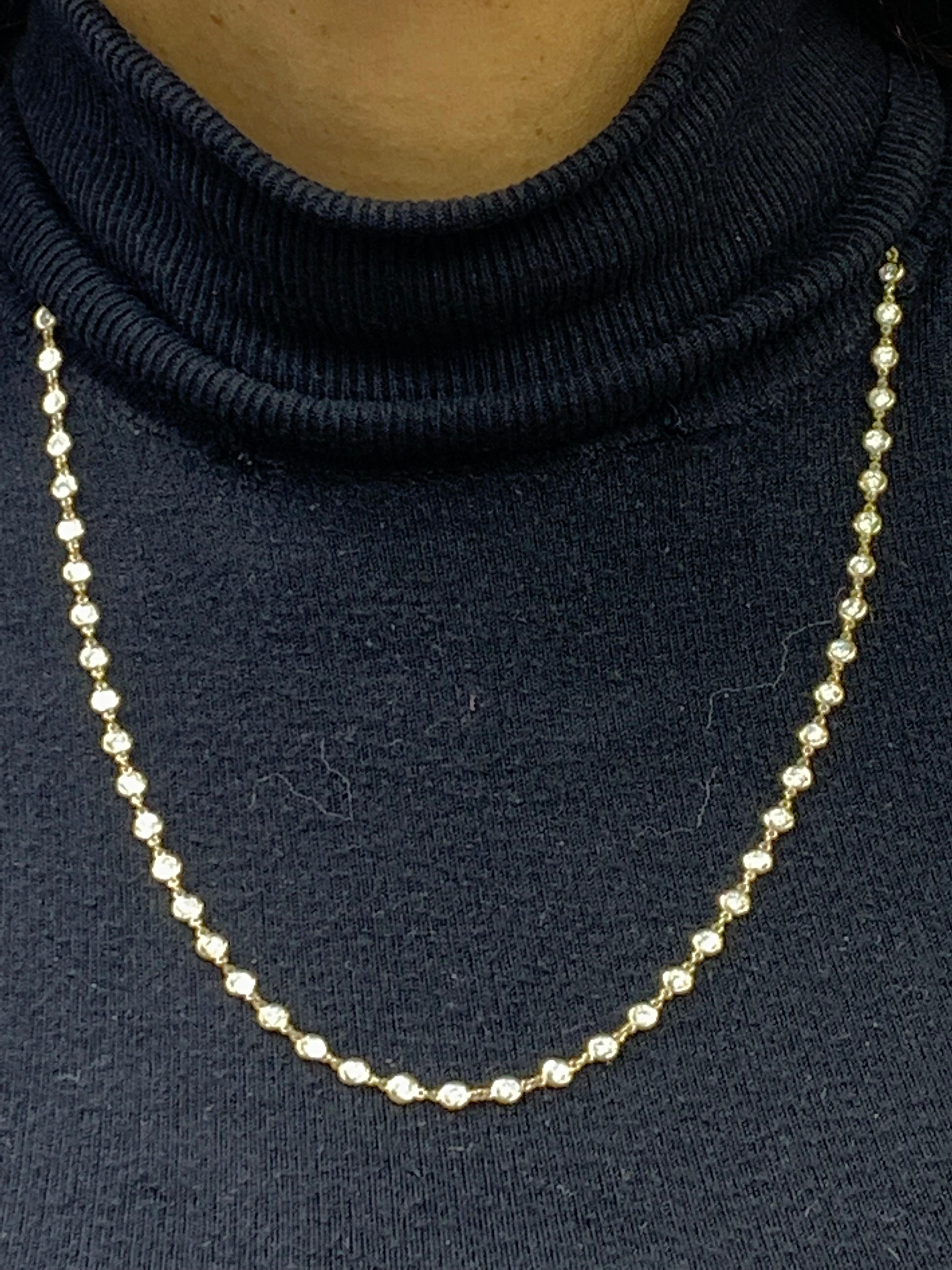 6.60 Carat Diamond by the Yard Chain Necklace in 14K Yellow Gold For Sale 9