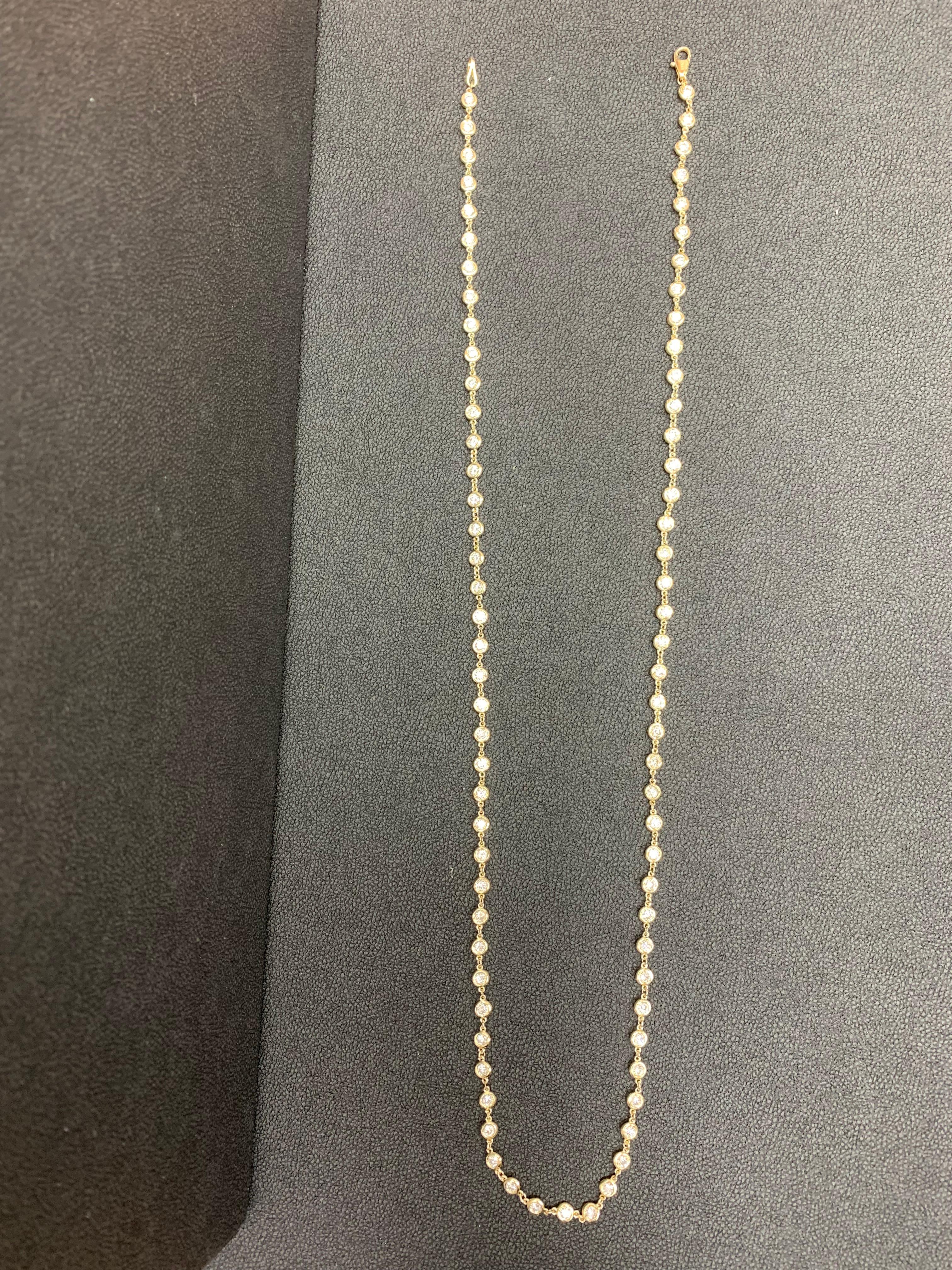 6.60 Carat Diamond by the Yard Chain Necklace in 14K Yellow Gold In New Condition For Sale In NEW YORK, NY
