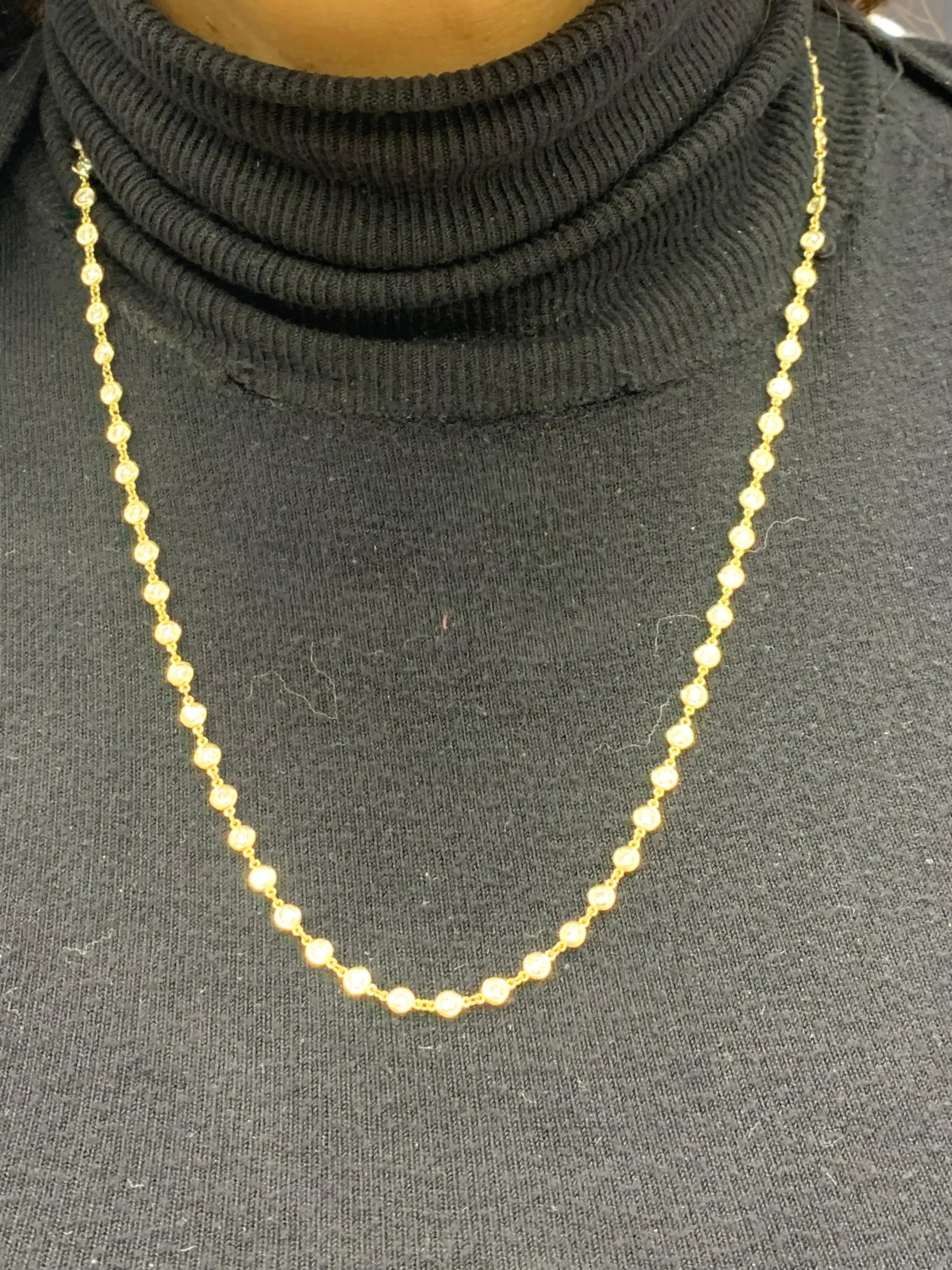 6.60 Carat Diamond by the Yard Chain Necklace in 14K Yellow Gold For Sale 3