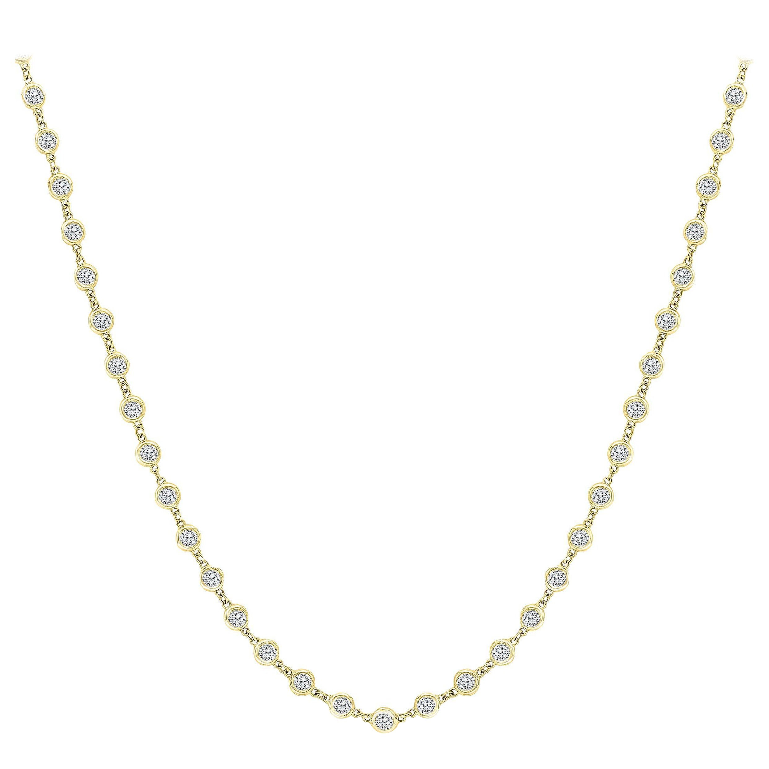 Collana a catena con diamanti da 6,60 carati in oro giallo 14K