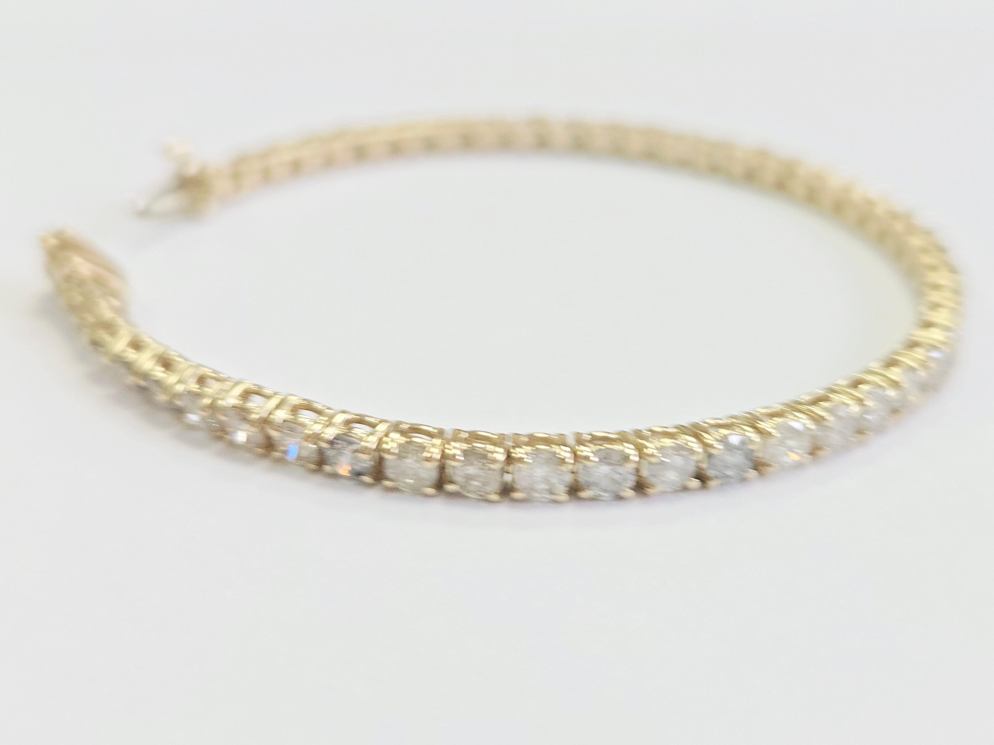 6,60 Karat Naturdiamant-Tennisarmband 14 Karat Gelbgold (Zeitgenössisch) im Angebot