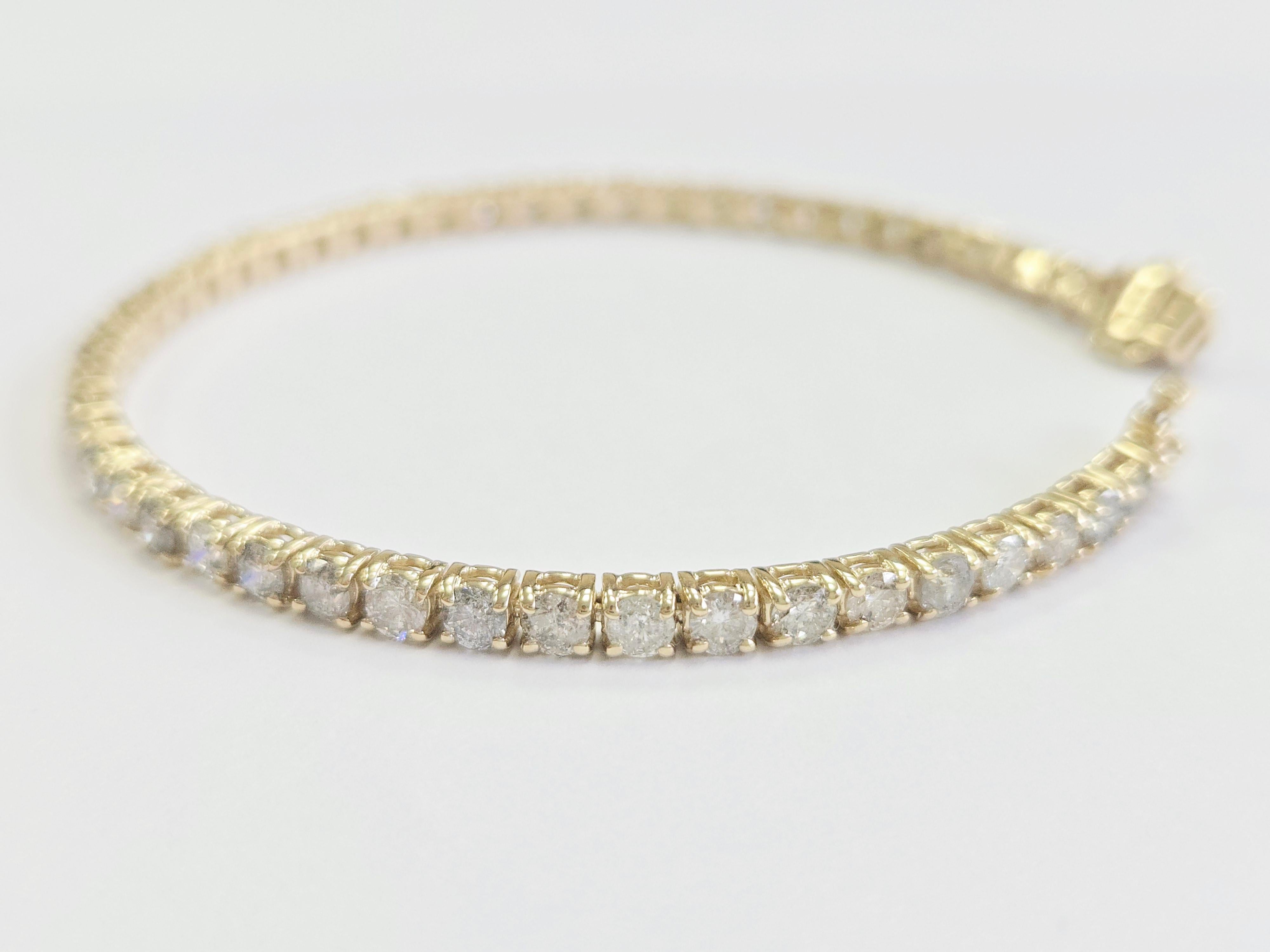 6,60 Karat Naturdiamant-Tennisarmband 14 Karat Gelbgold im Zustand „Neu“ im Angebot in Great Neck Plaza, NY
