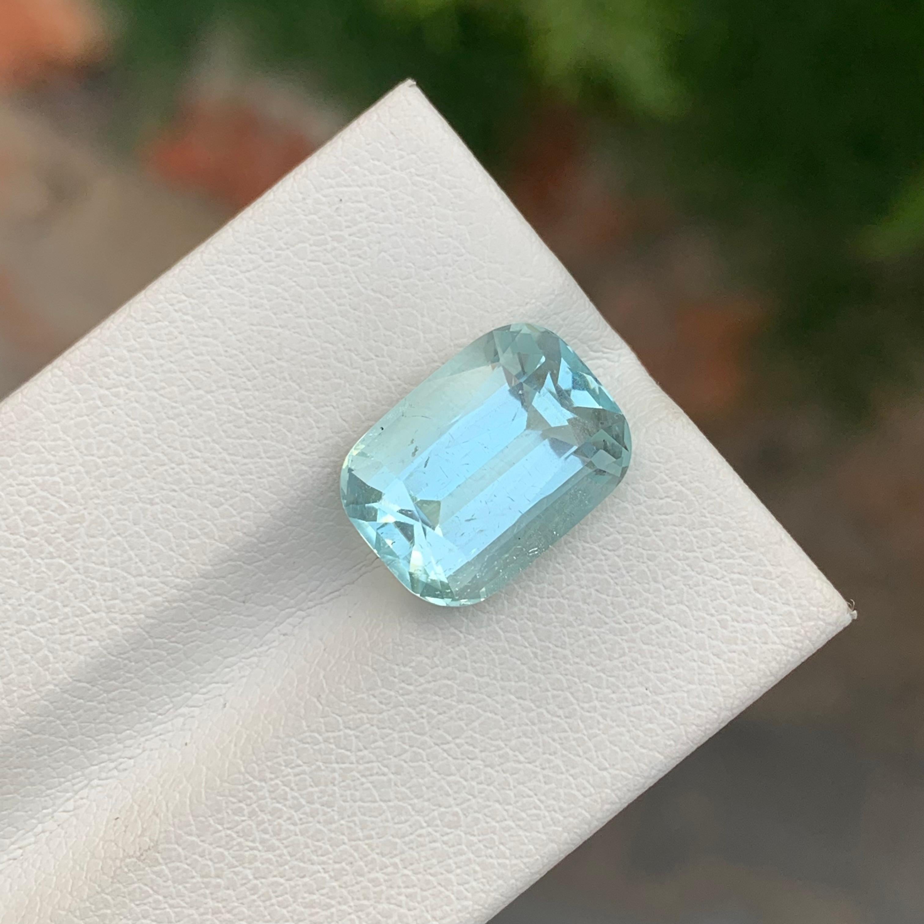 6.60 Karat Natürlicher loser Aquamarin Cushion Shape Edelstein (Kissenschliff) im Angebot