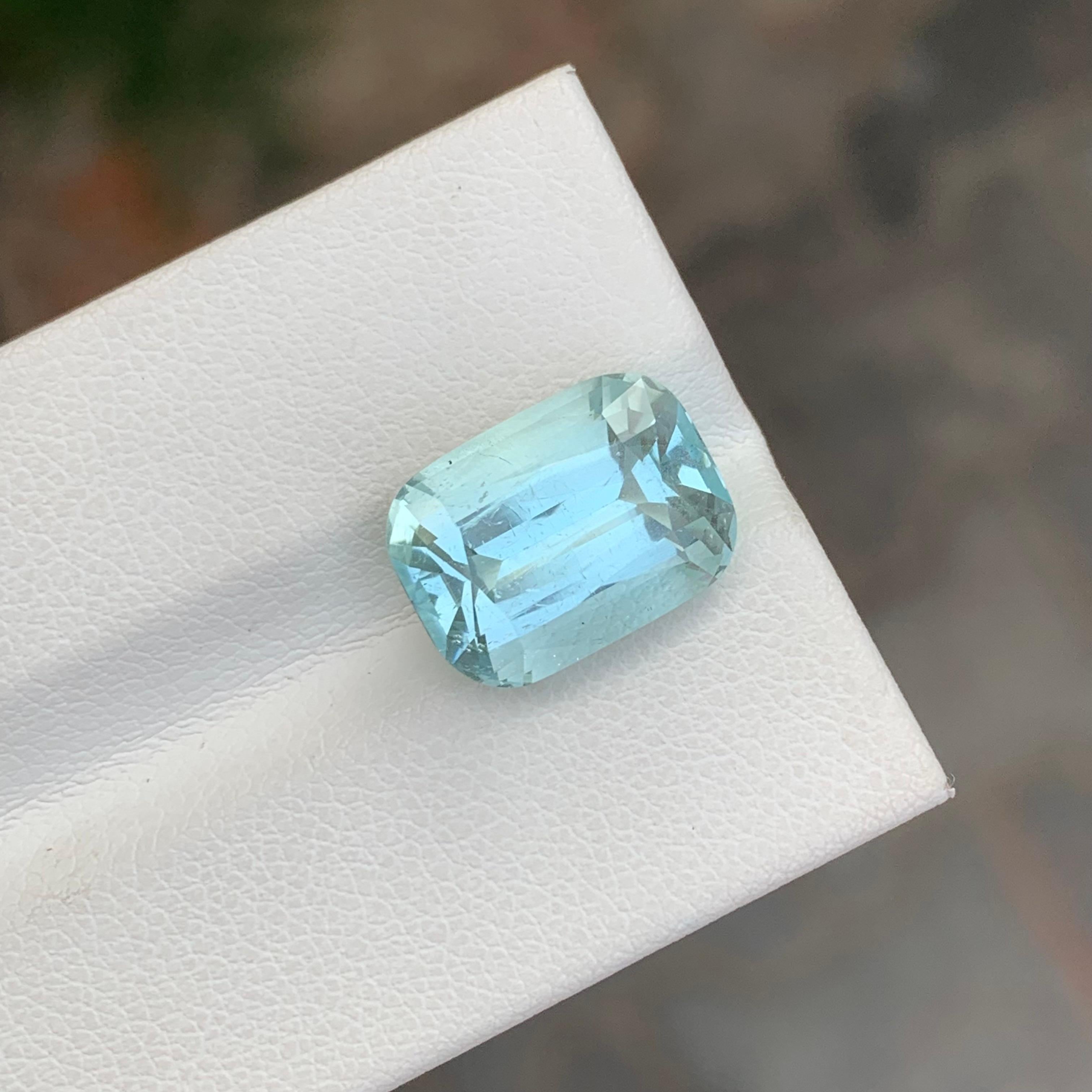 6.60 Karat Natürlicher loser Aquamarin Cushion Shape Edelstein im Zustand „Neu“ im Angebot in Peshawar, PK