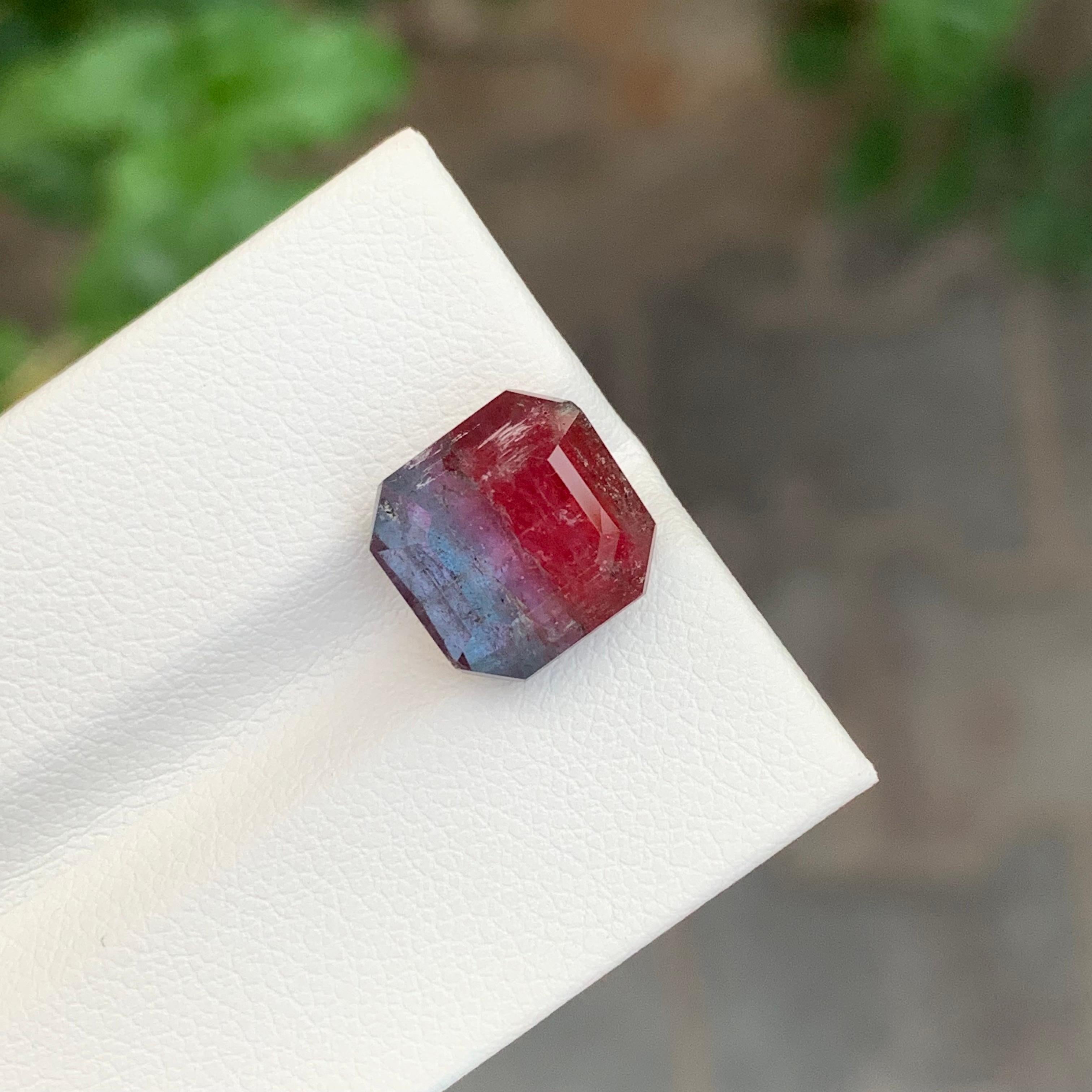 6.60 Carat Natural Loose Bi-Colour Tourmaline Square Shape Gemstone For Sale 2