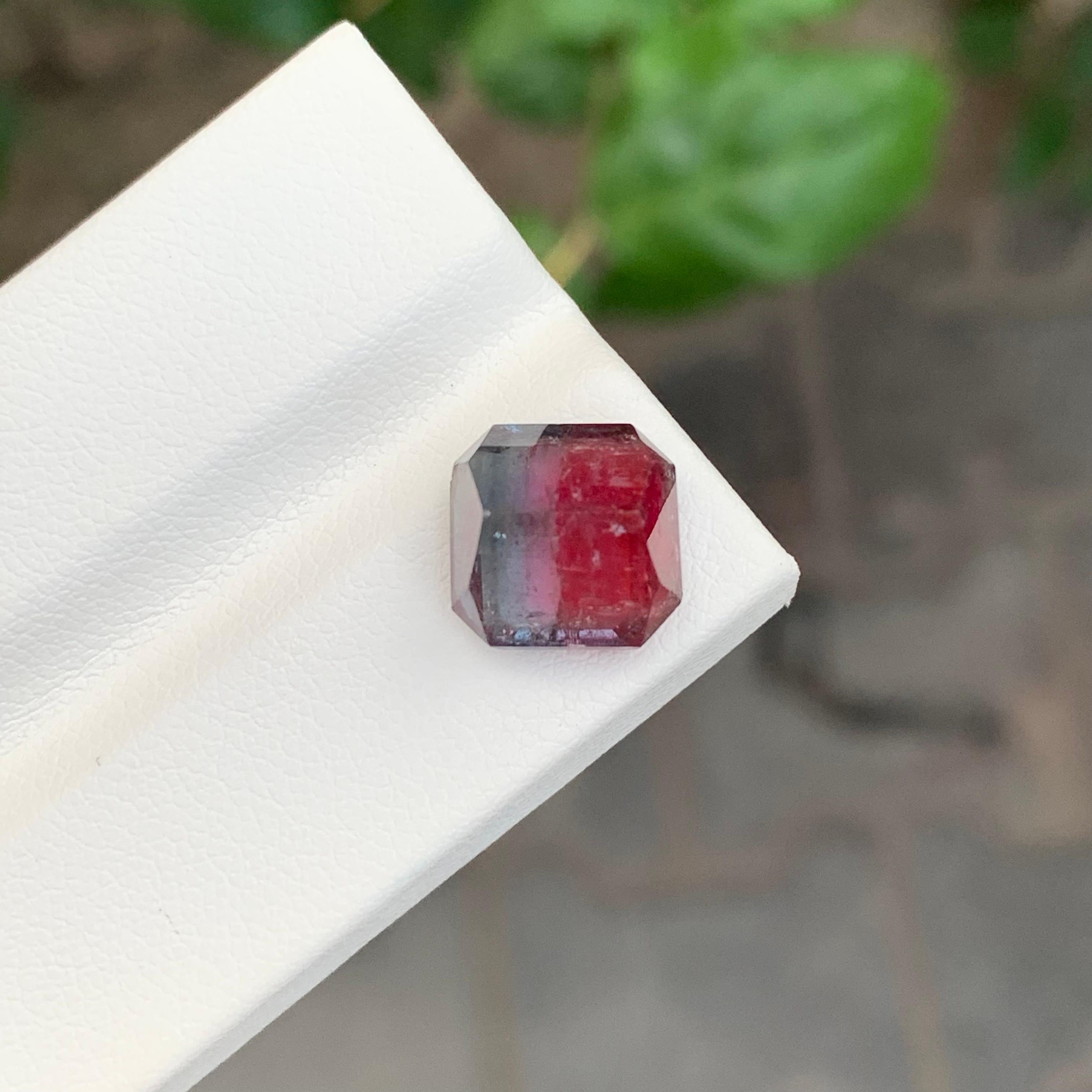 6.60 Carat Natural Loose Bi-Colour Tourmaline Square Shape Gemstone For Sale 3