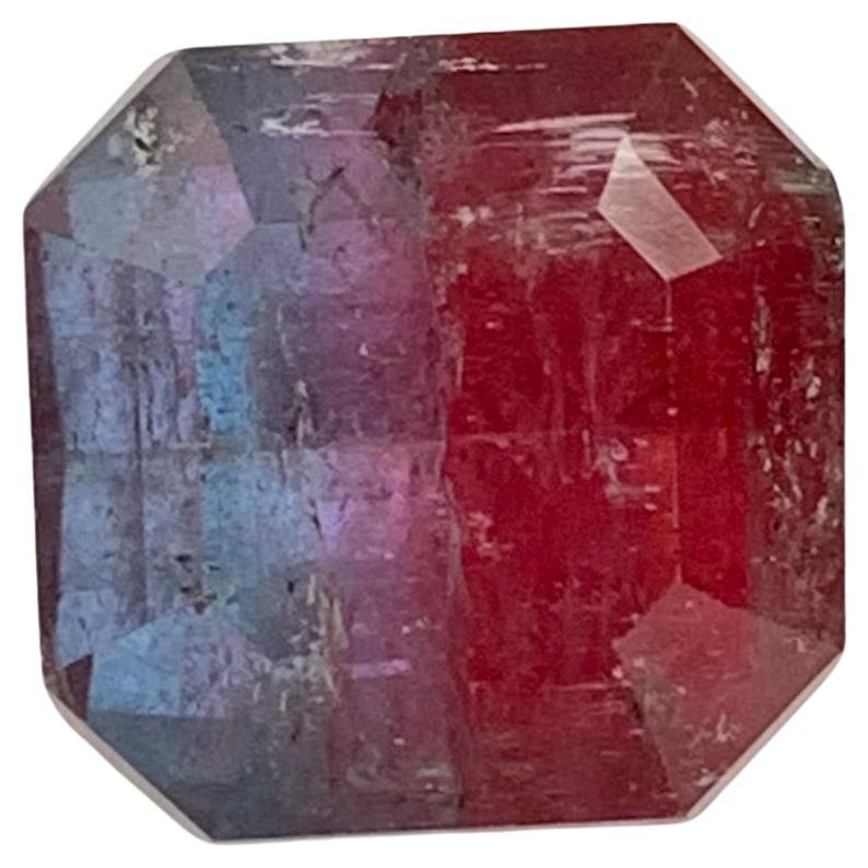 Gema natural suelta de turmalina bicolor cuadrada de 6,60 quilates