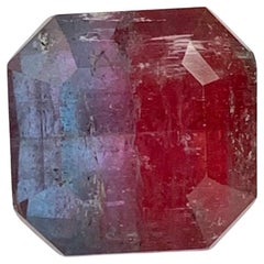 6,60 Karat Natürlicher loser zweifarbiger Turmalin in quadratischer Form Edelstein
