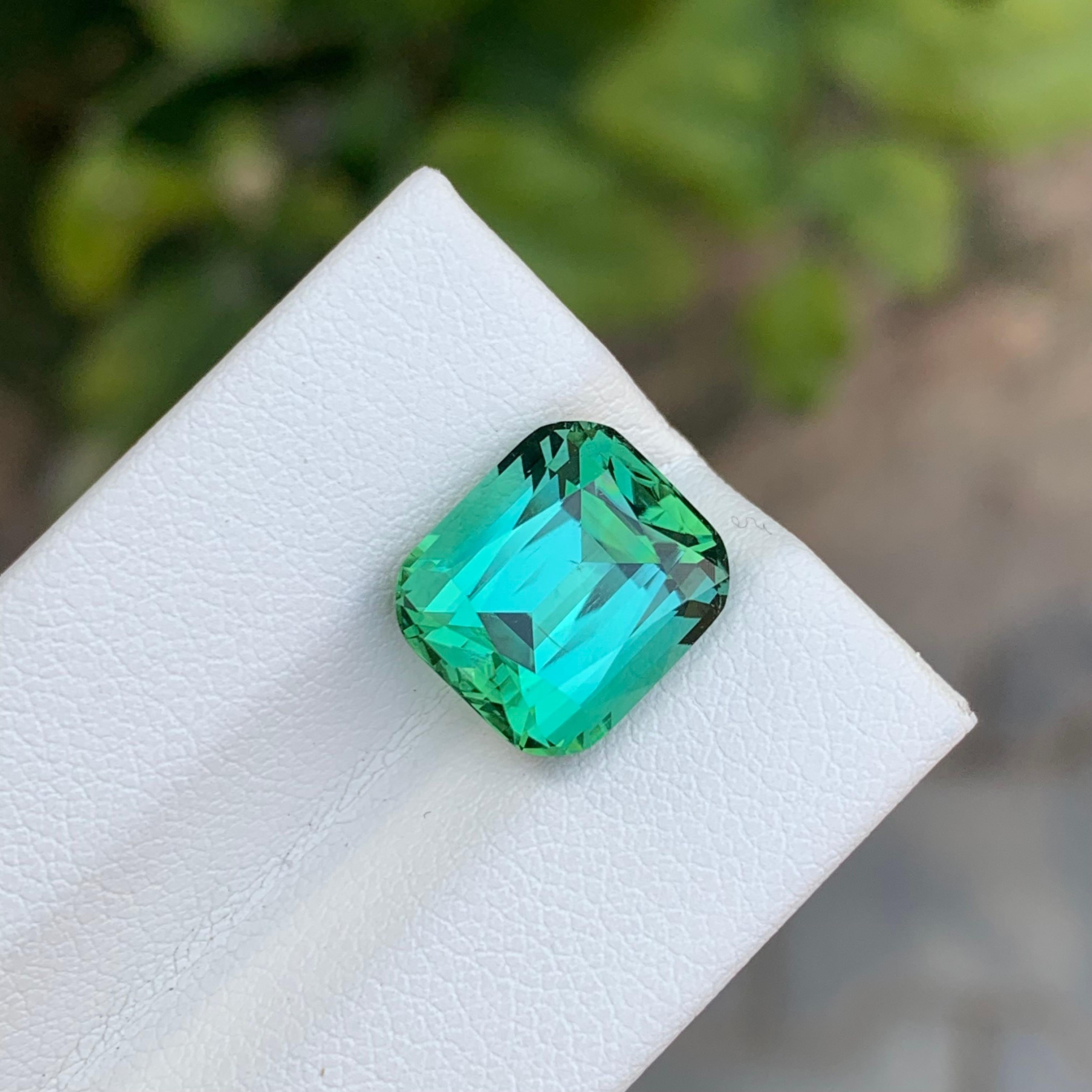 Gema natural suelta de turmalina verde menta en forma de cojín de 6.60 quilates en venta 5