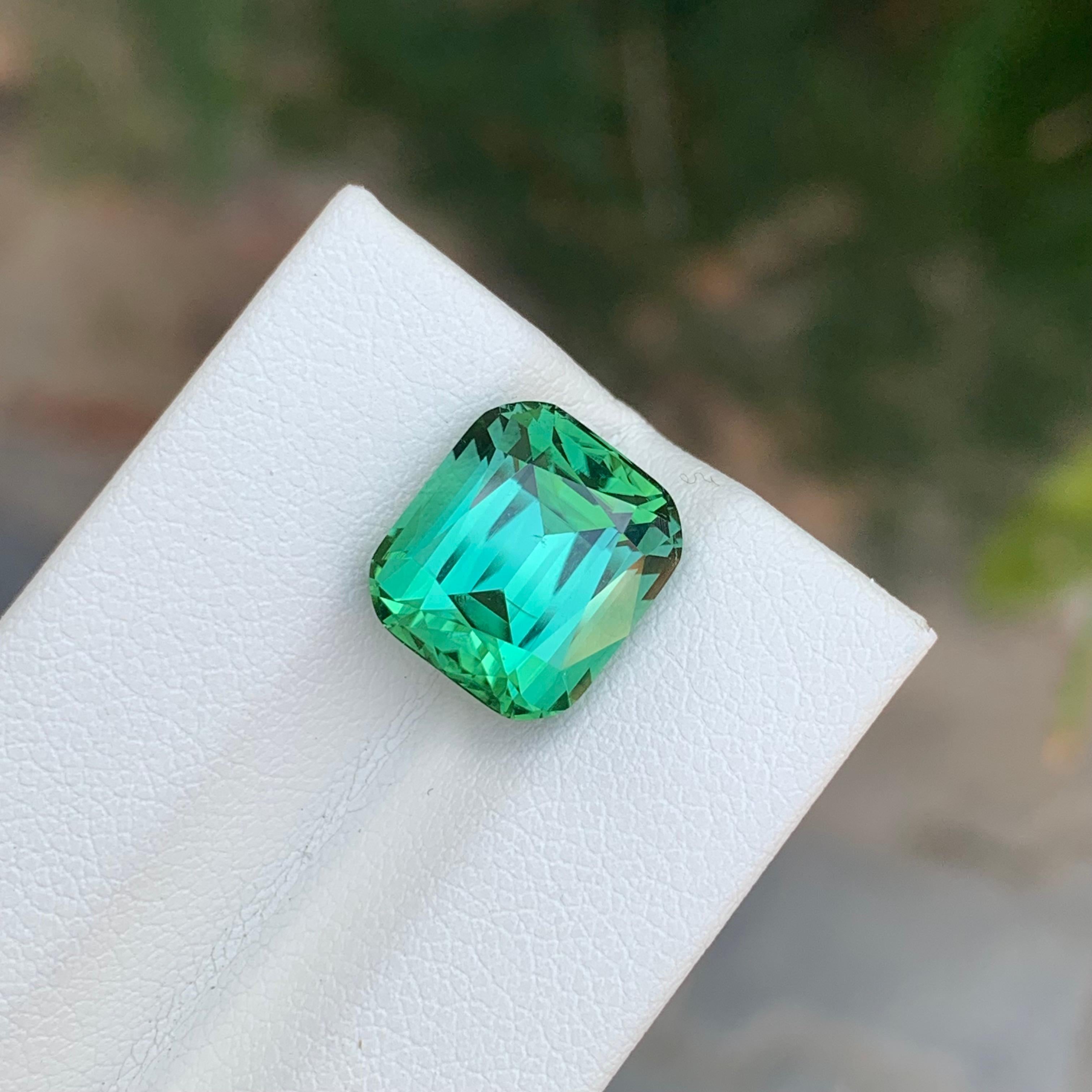 Gema natural suelta de turmalina verde menta en forma de cojín de 6.60 quilates Artes y manualidades en venta
