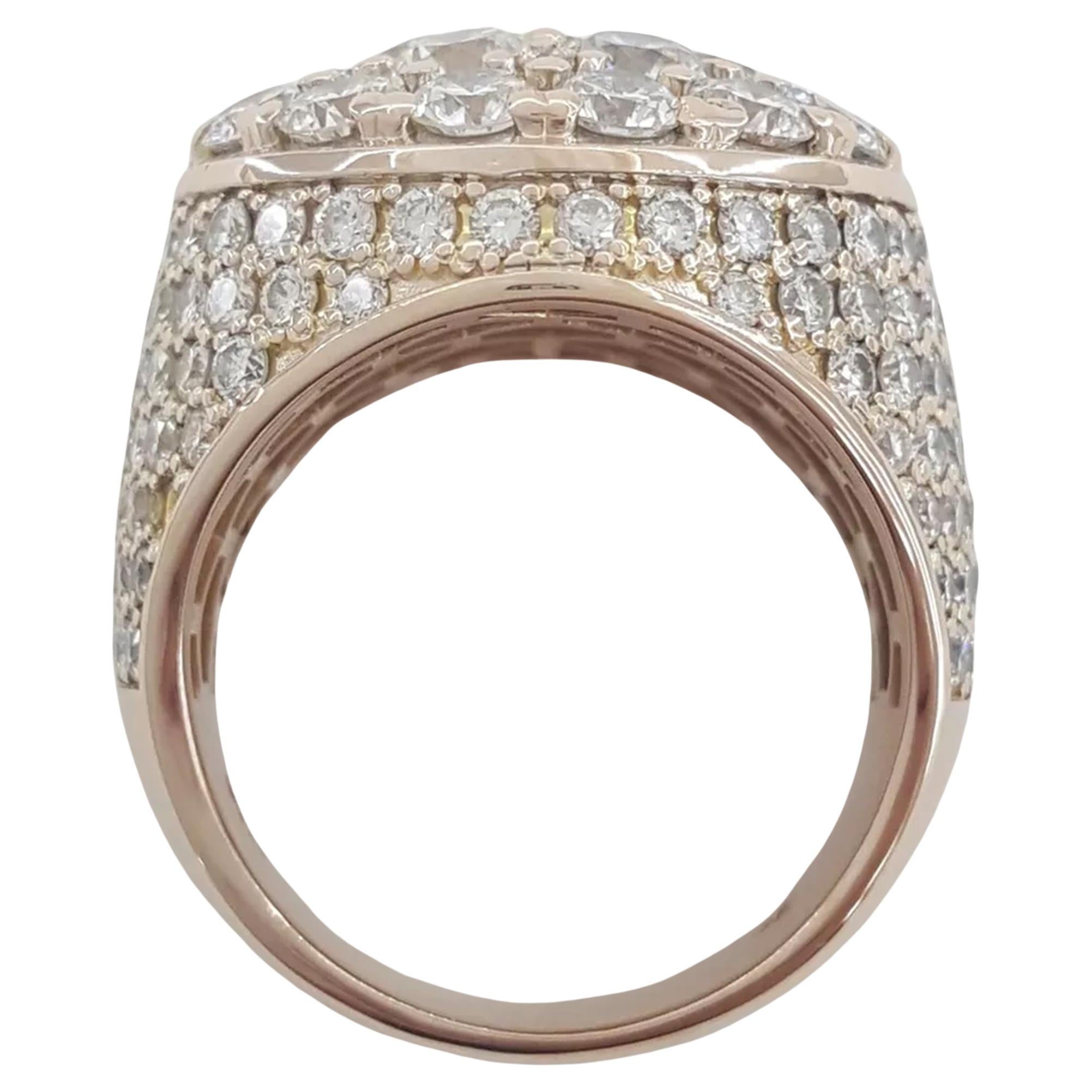 Anillo de oro rosa con diamante redondo talla brillante de 6,60 quilates de peso total Moderno en venta