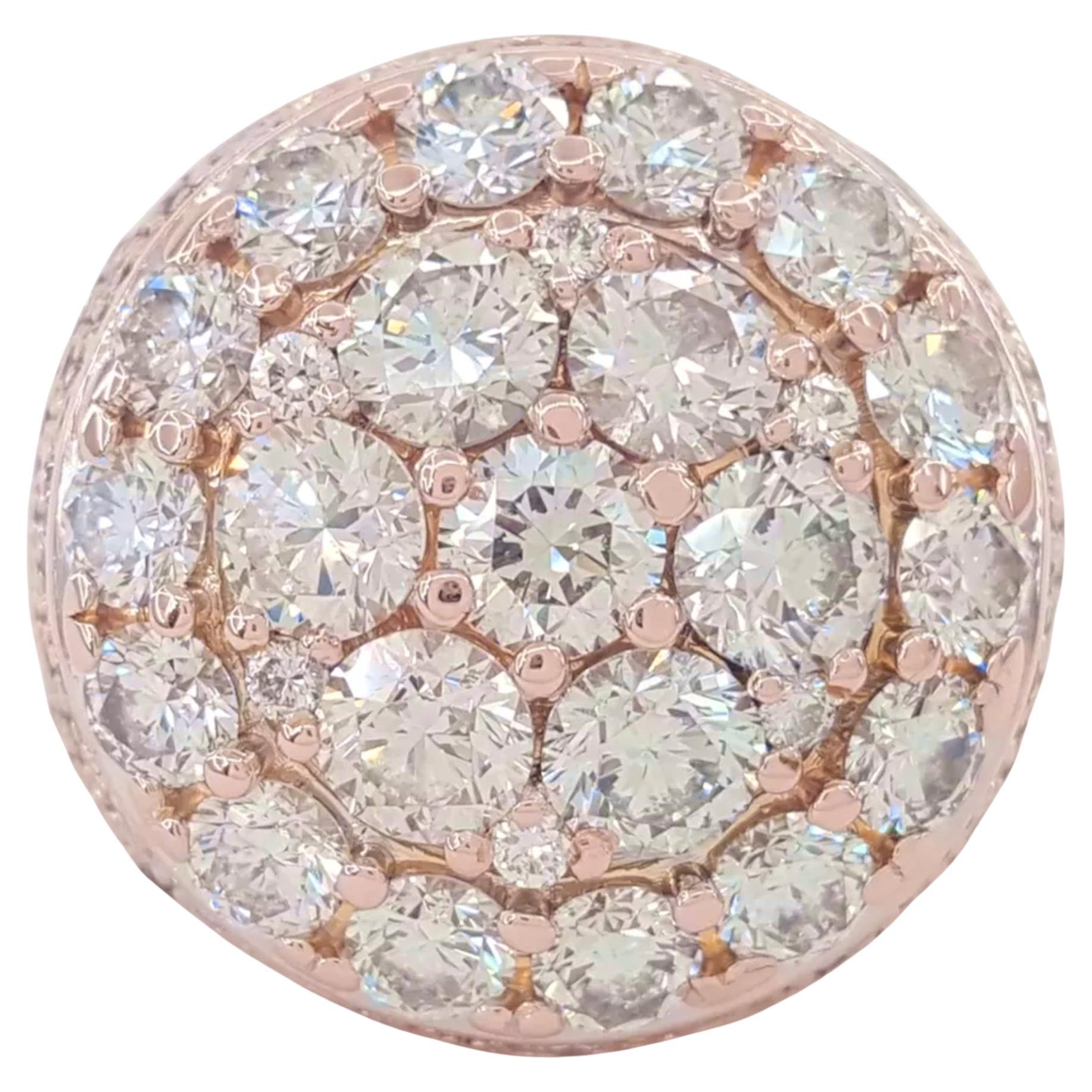 6.60 carat total weight round brilliant cut diamond rose gold ring