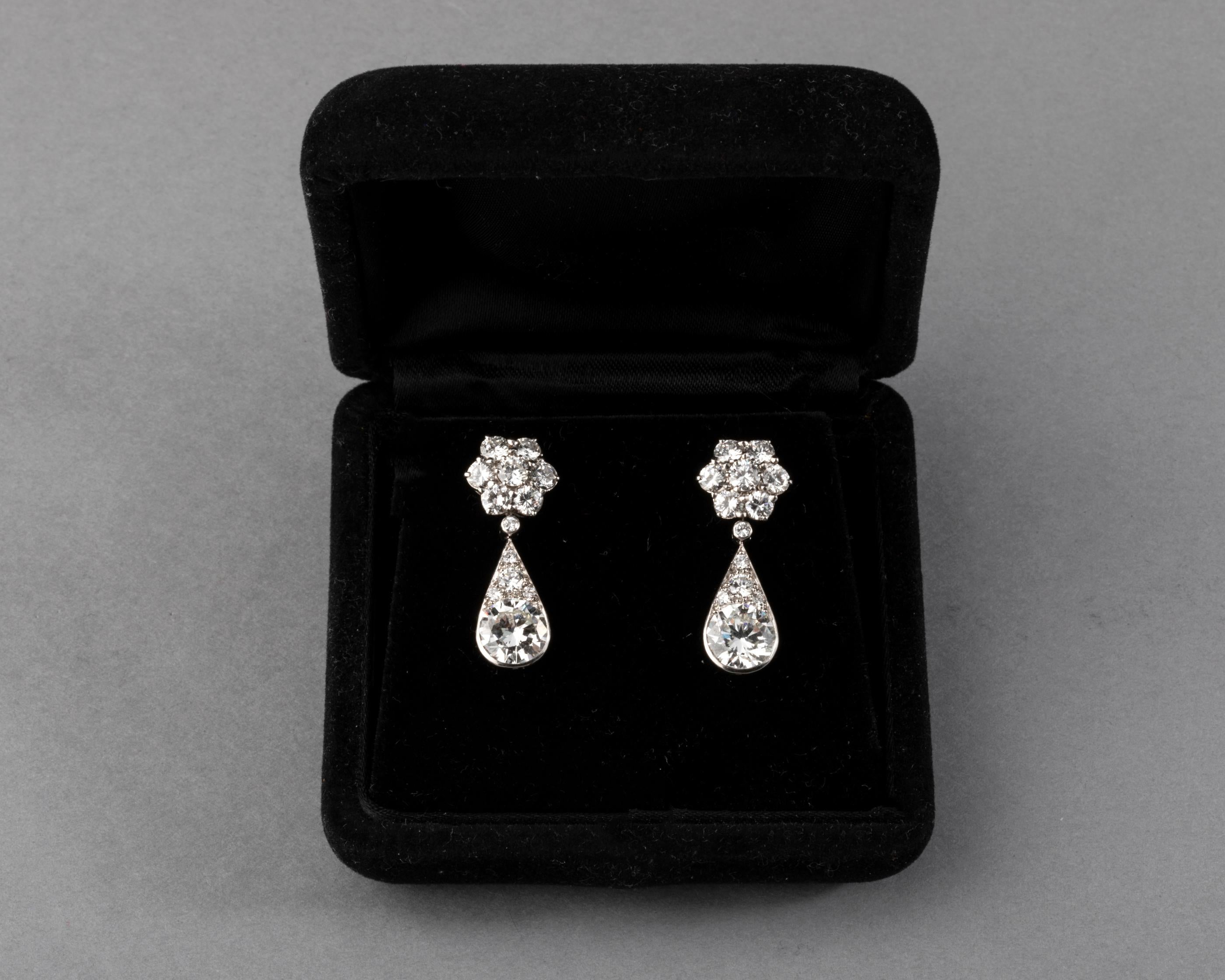6.60 Carat Diamonds French Art Deco Earrings 6