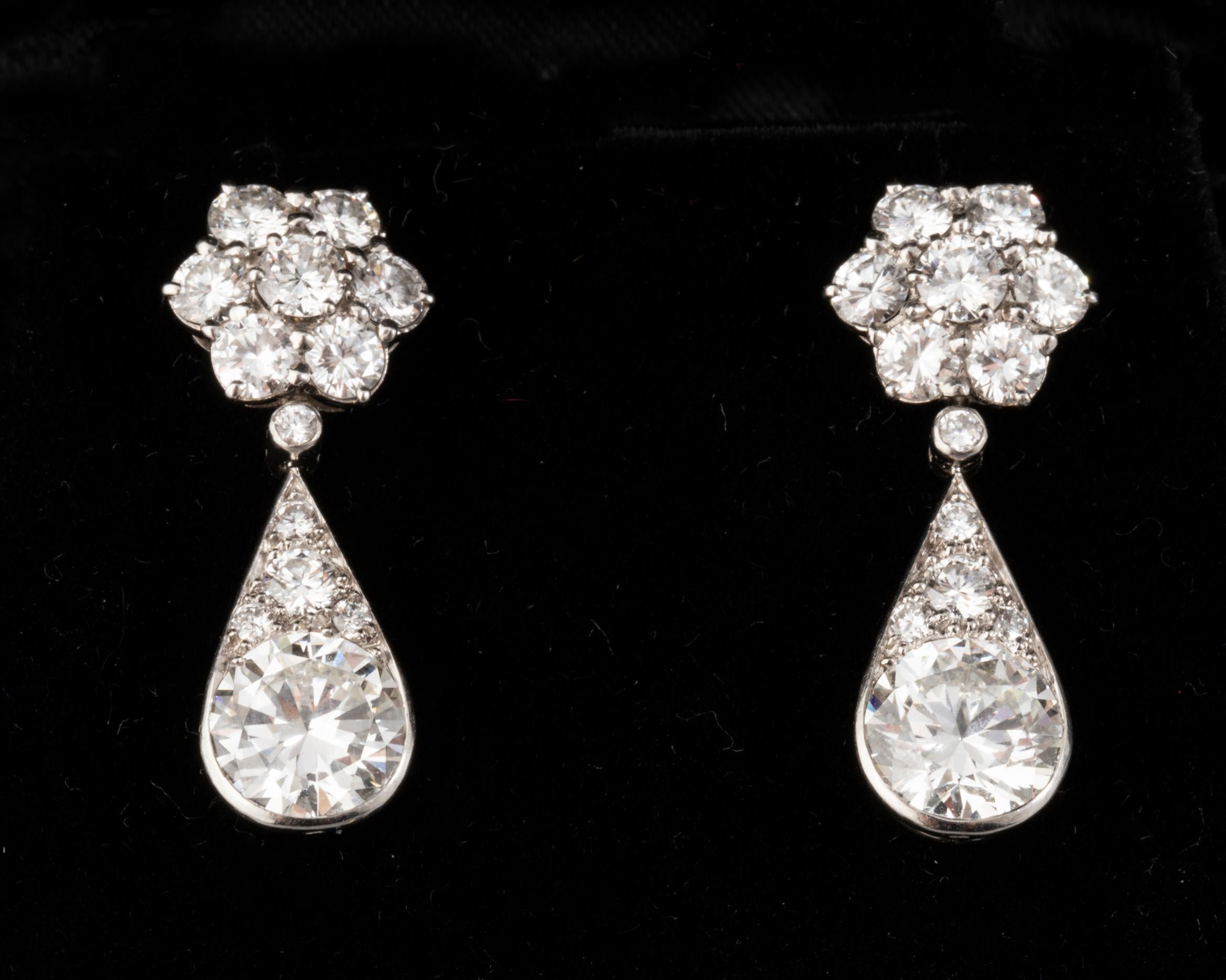 6.60 Carat Diamonds French Art Deco Earrings 7