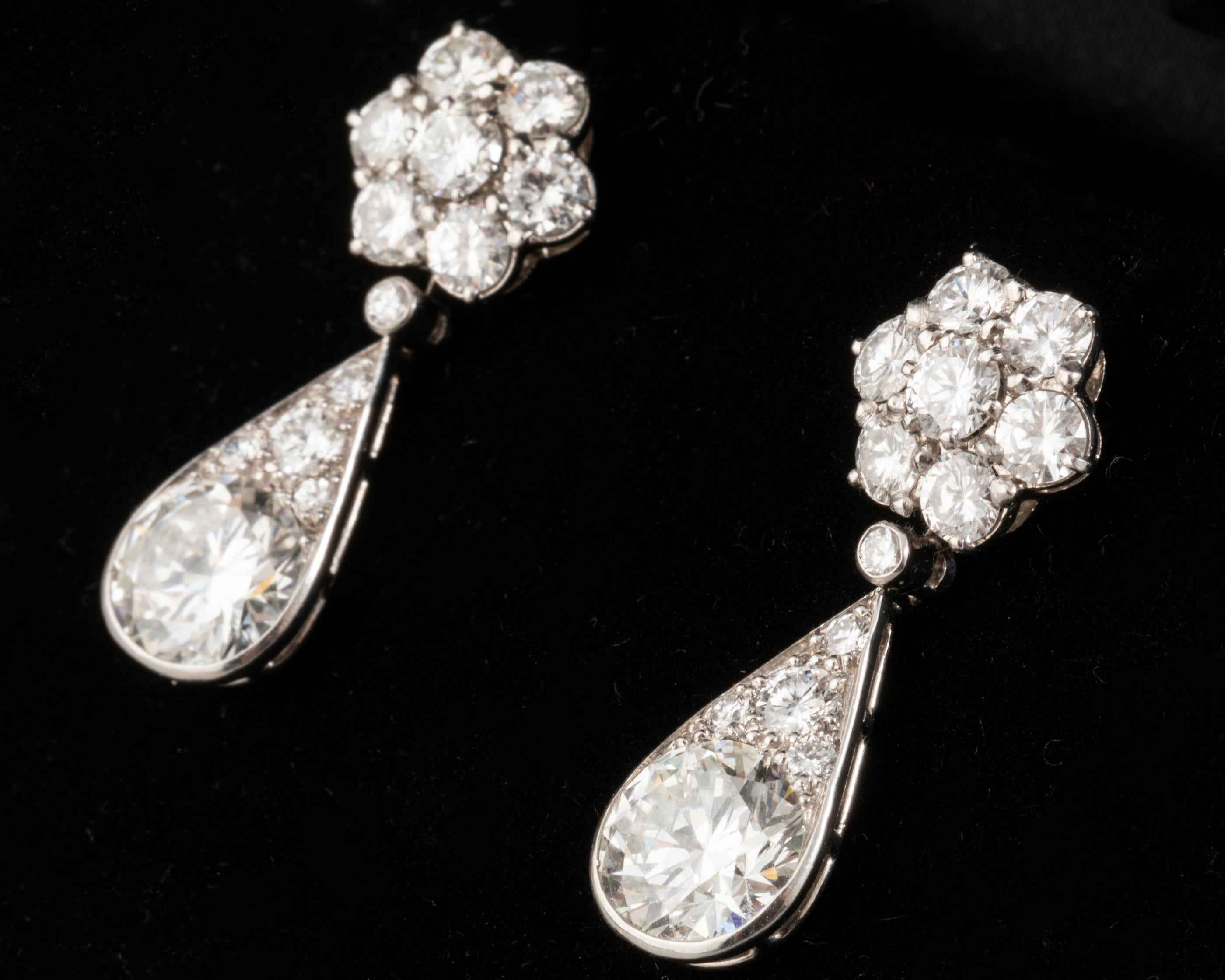 6.60 Carat Diamonds French Art Deco Earrings 8