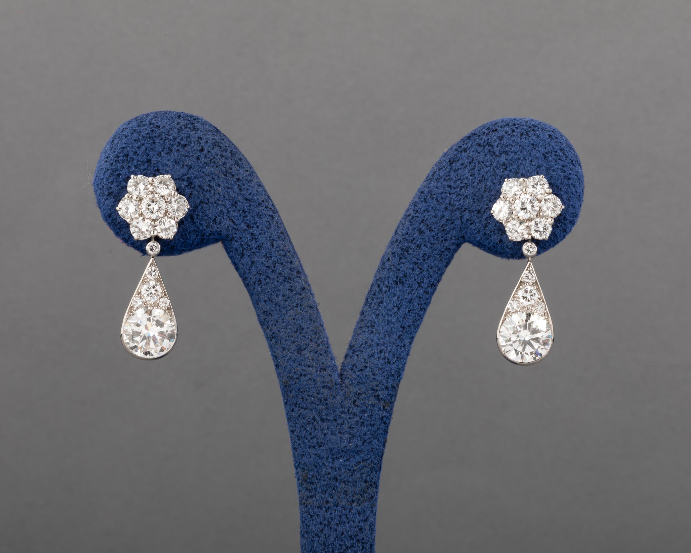 6.60 Carat Diamonds French Art Deco Earrings 1