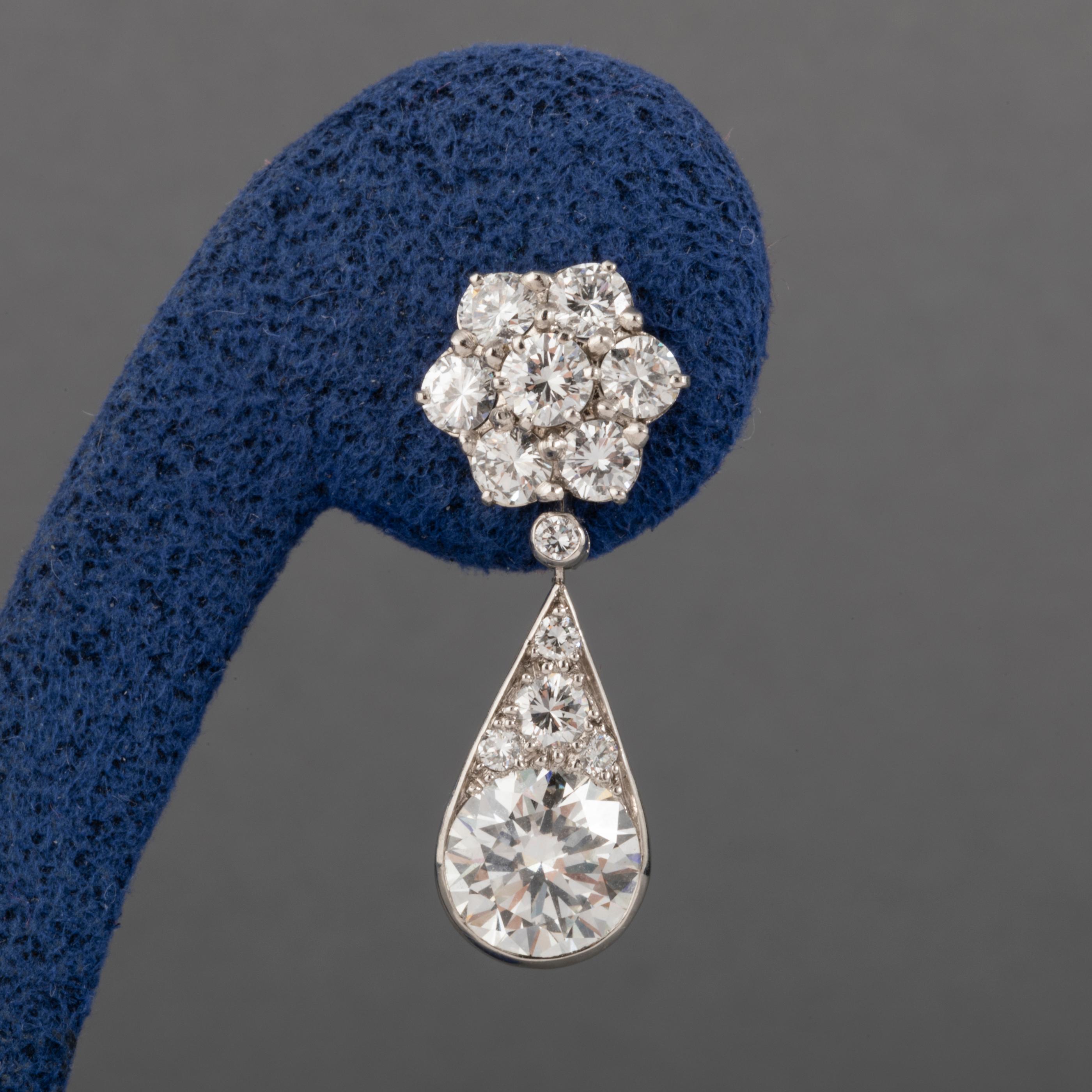 6.60 Carat Diamonds French Art Deco Earrings 2
