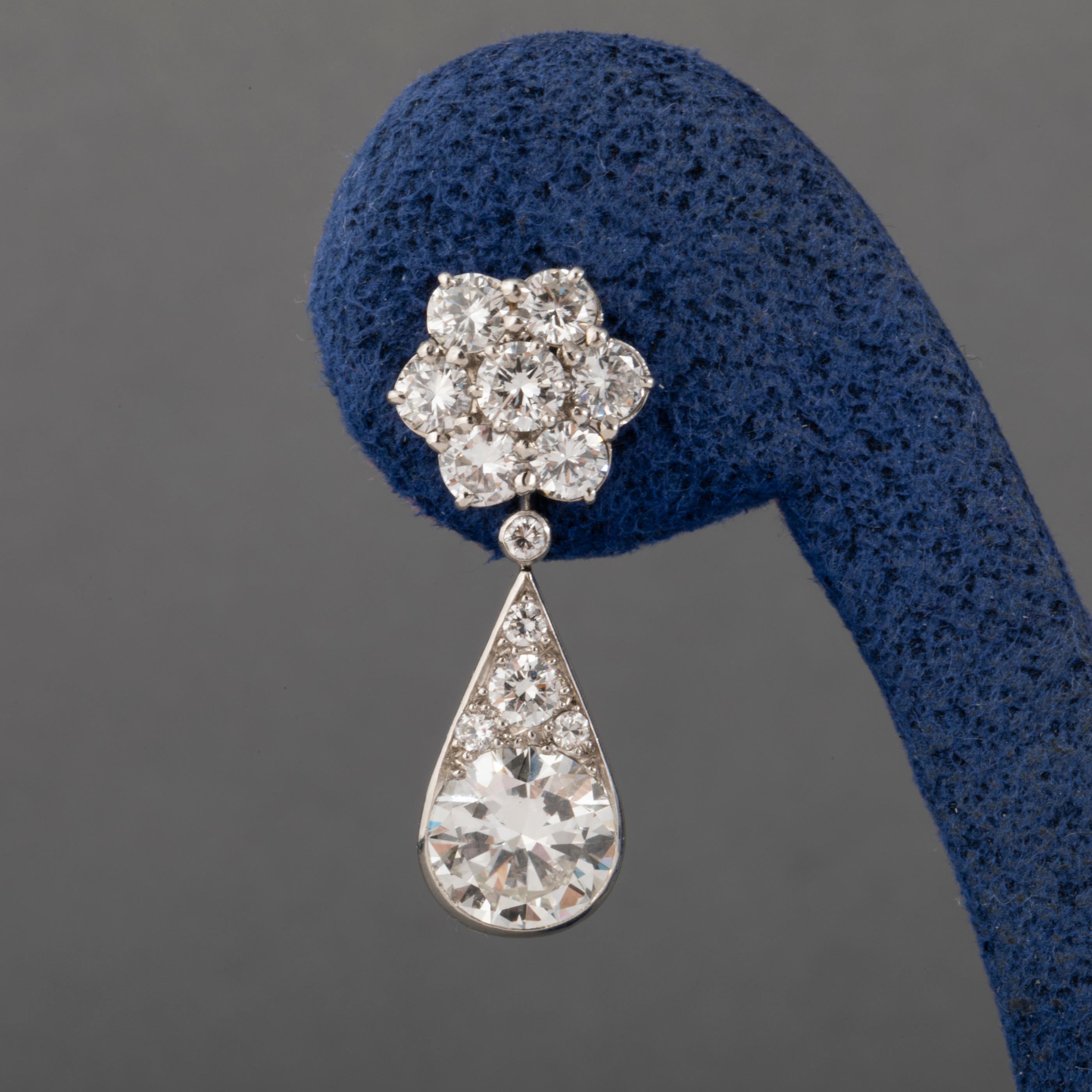 6.60 Carat Diamonds French Art Deco Earrings 3