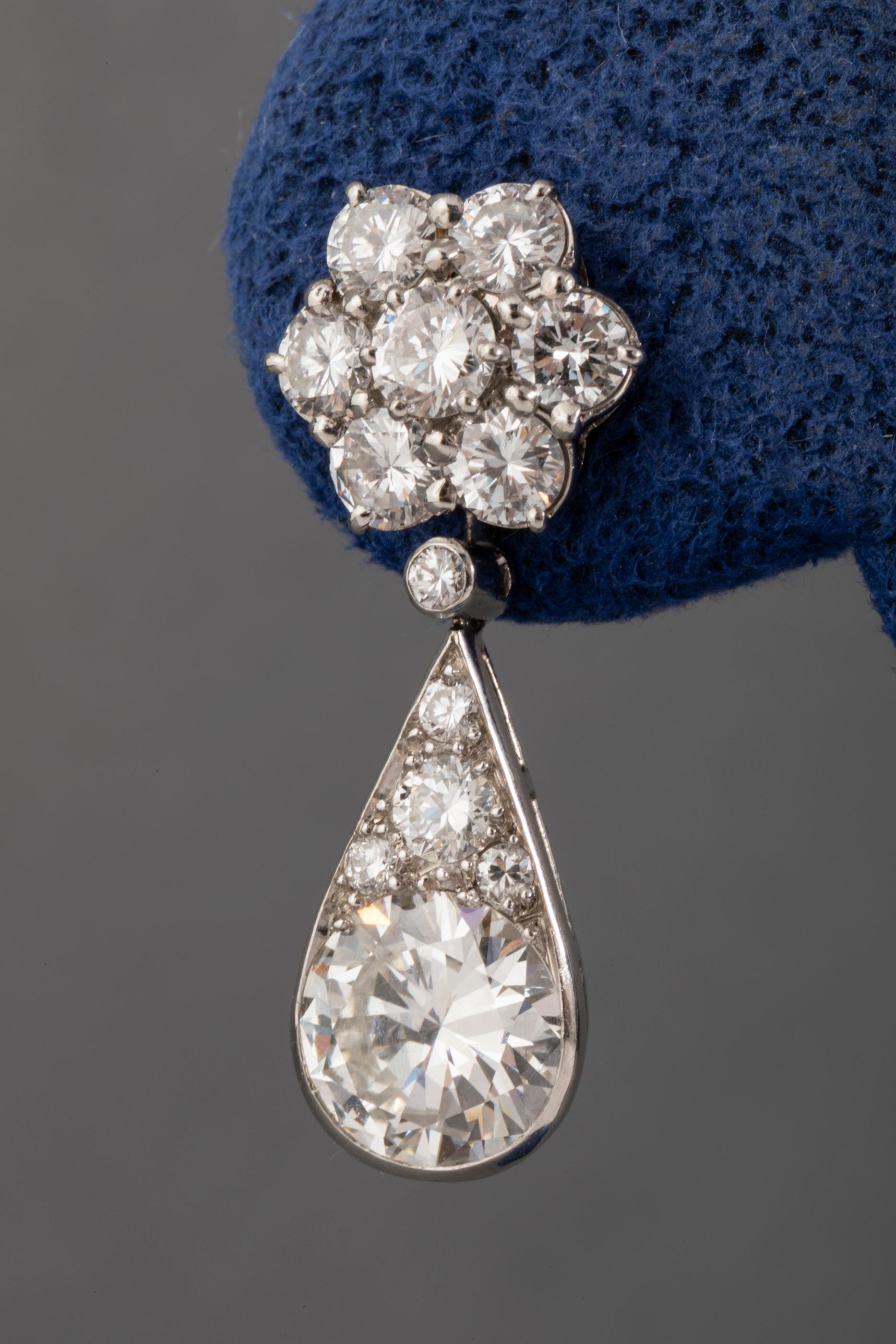 6.60 Carat Diamonds French Art Deco Earrings 4