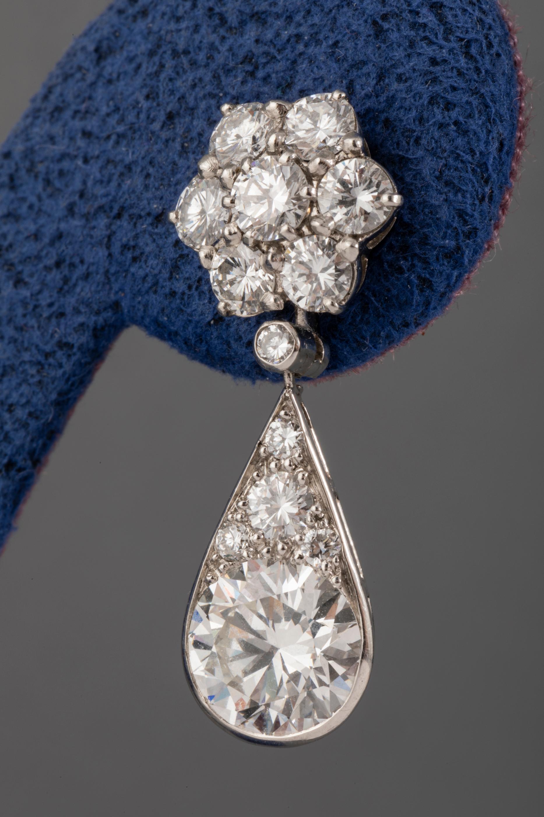 6.60 Carat Diamonds French Art Deco Earrings 5