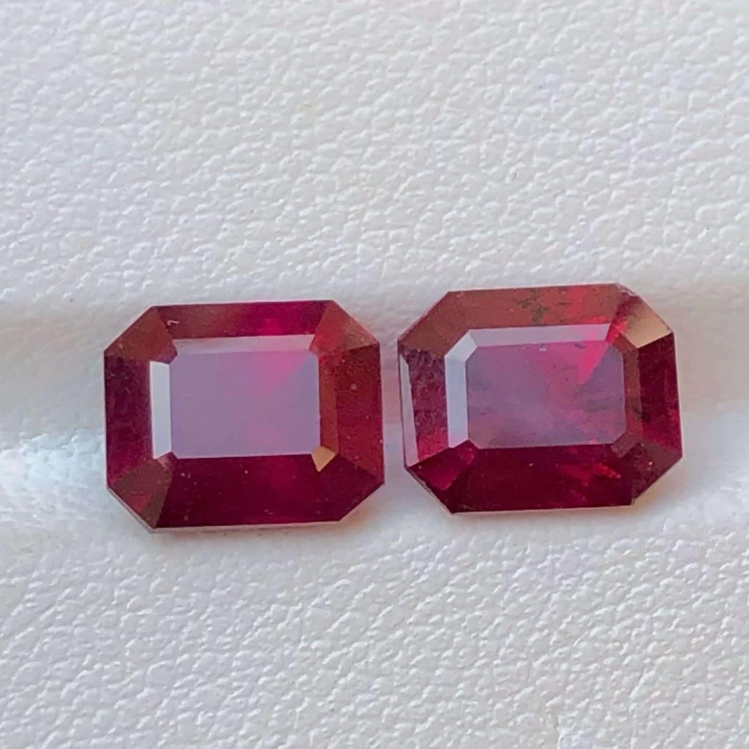 Gemstone Name Elegantly Simple Cherry Red Garnet Pair
Weight 6.60 carats (3.30 carats each)
Dimensions 8.8 x 7.2 mm each
Shape Step Emerald Cut
Locality Africa
Clarity SI
Treatment None




Indulge in the allure of these Elegantly Simple Cherry Red