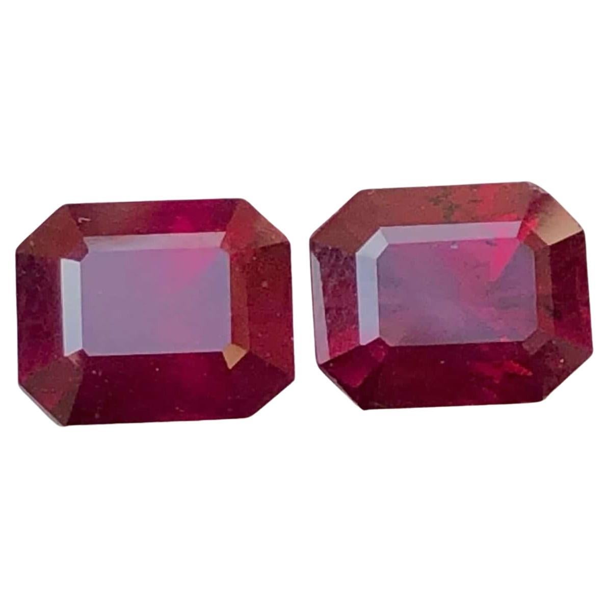 6.60 Carats Elegantly Simple Cherry Red Garnet Pair Natural Gemstone from Africa For Sale