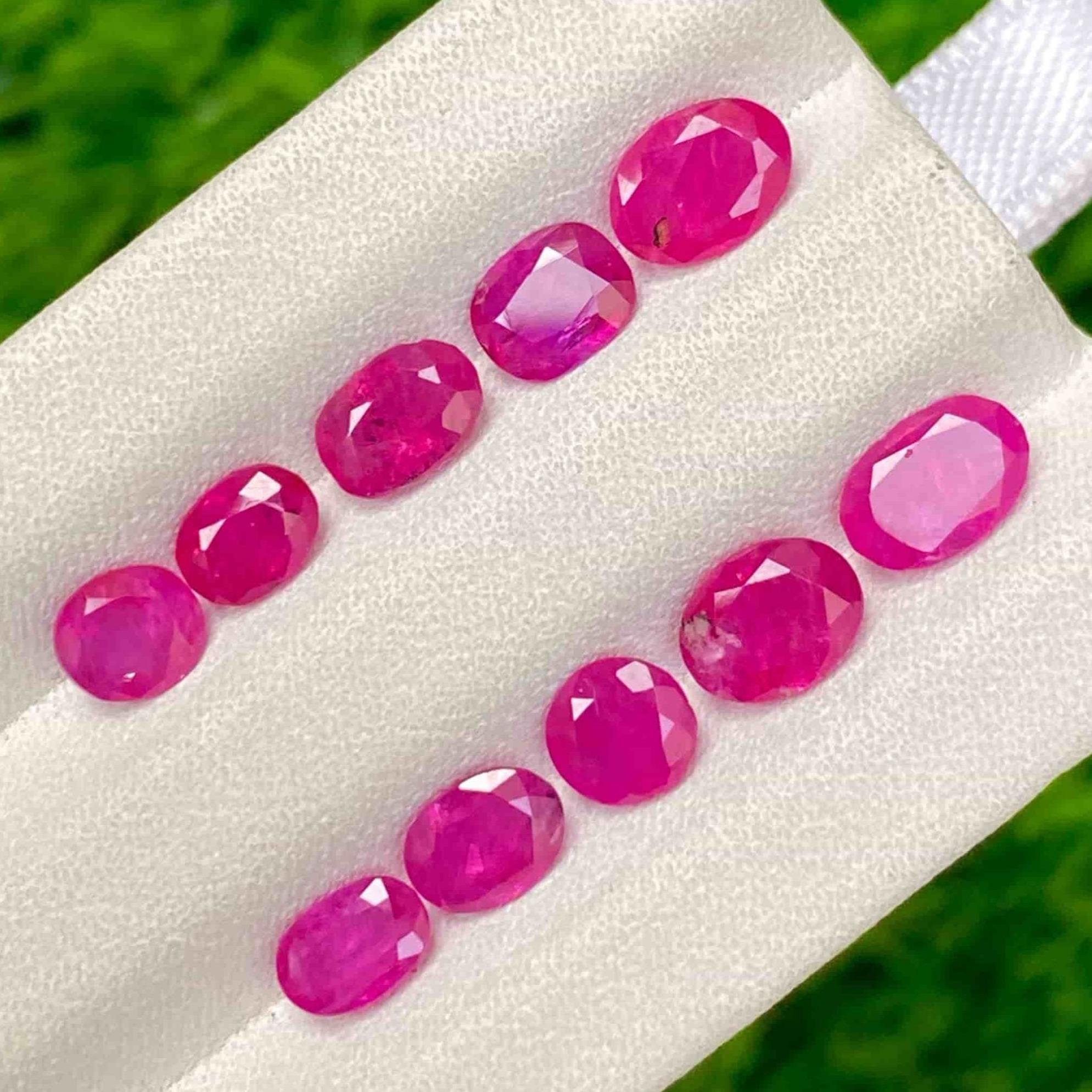 Gemstone Type Faceted Afghan Rubies
Weight 6.60 carats
Average Weight 0.65 carats
Clarity Slightly Included (SI)
Origin Afghanistan
Treatment None




Discover the allure of these exquisite 6.60 carats faceted loose Pink Rubies from the heart of