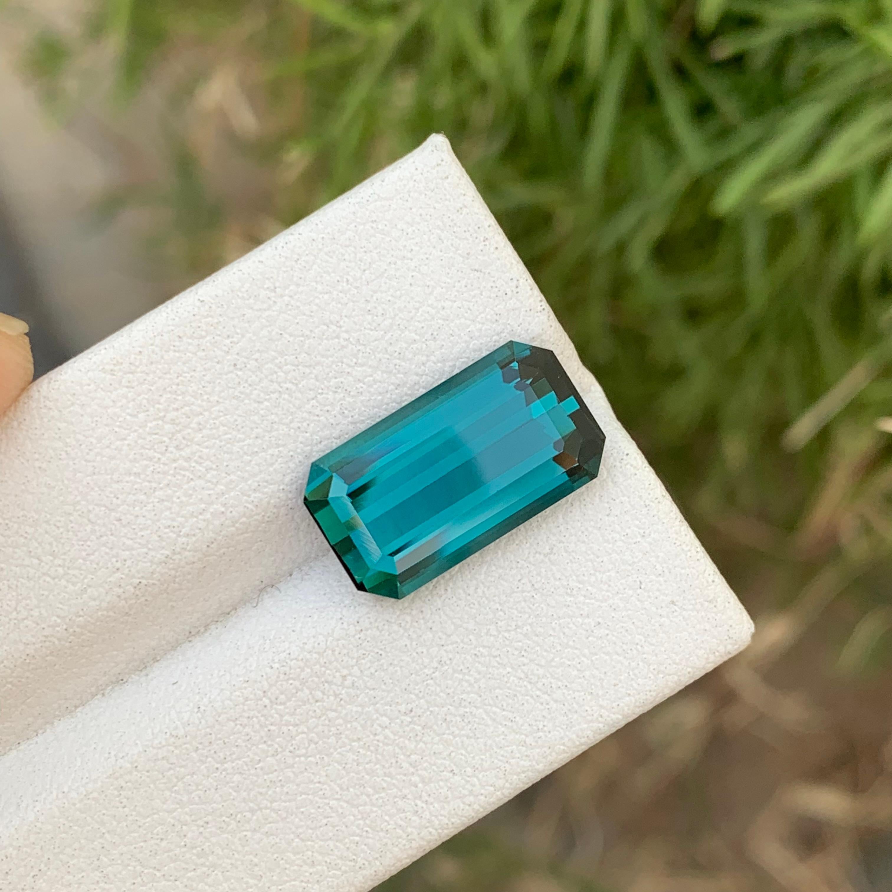 6.60 Carats Natural Loose Blue Indicolite Tourmaline Emerald Shape Gem For Sale 6