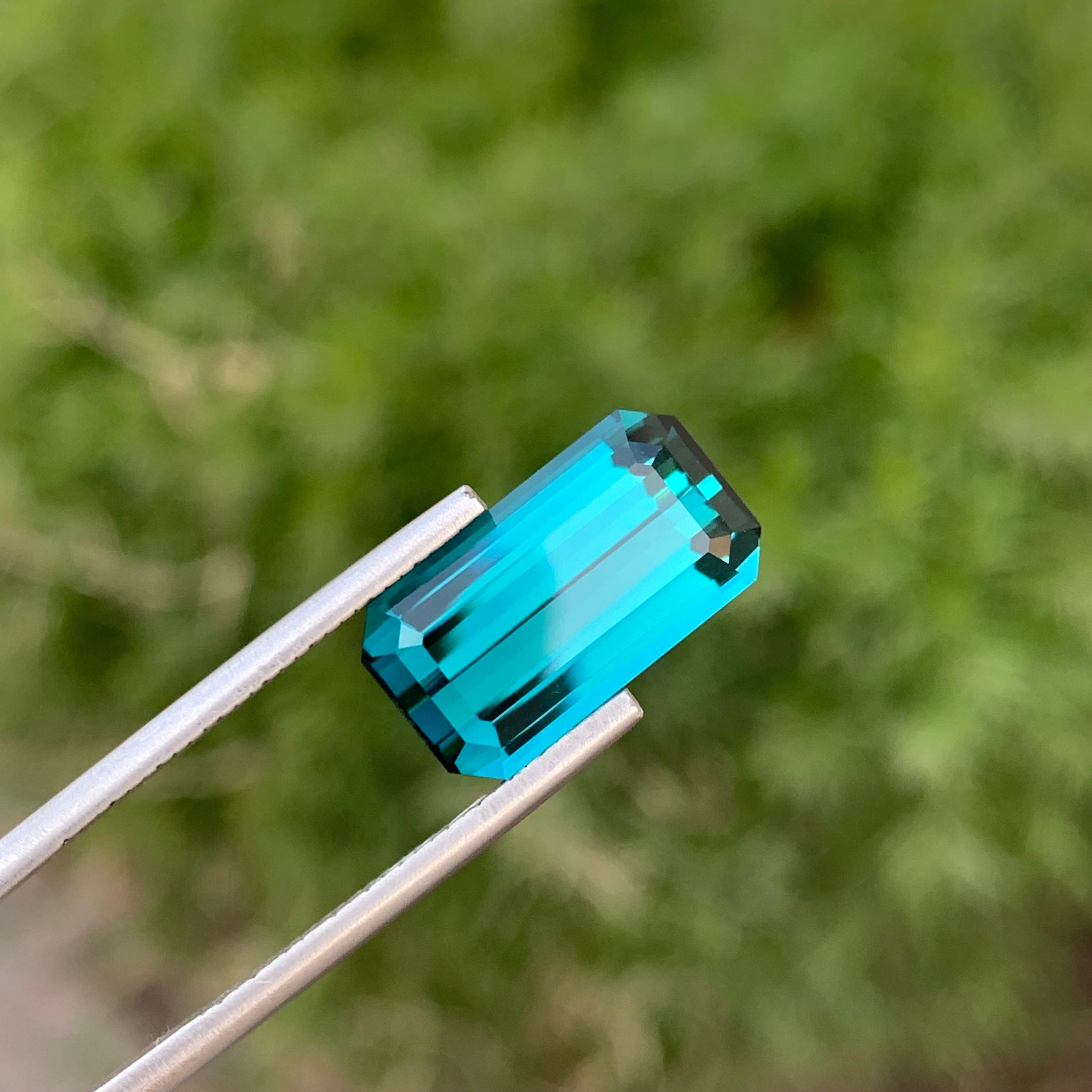 6,60 Karat natürlicher loser blauer Indicolith Turmalin Smaragd Form Edelstein im Angebot 3
