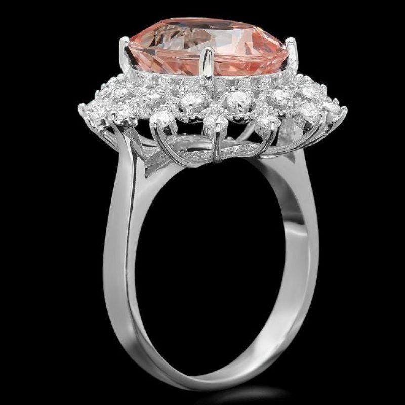 6.60 Carats Exquisite Natural Morganite and Diamond 14K Solid White Gold Ring

Total Natural Morganite Weights: Approx. 5.90 Carats

Morganite Measures: Approx. 13.00 x 10.00mm

Natural Round Diamonds Weight: Approx. 0.70 Carats (color G-H / Clarity