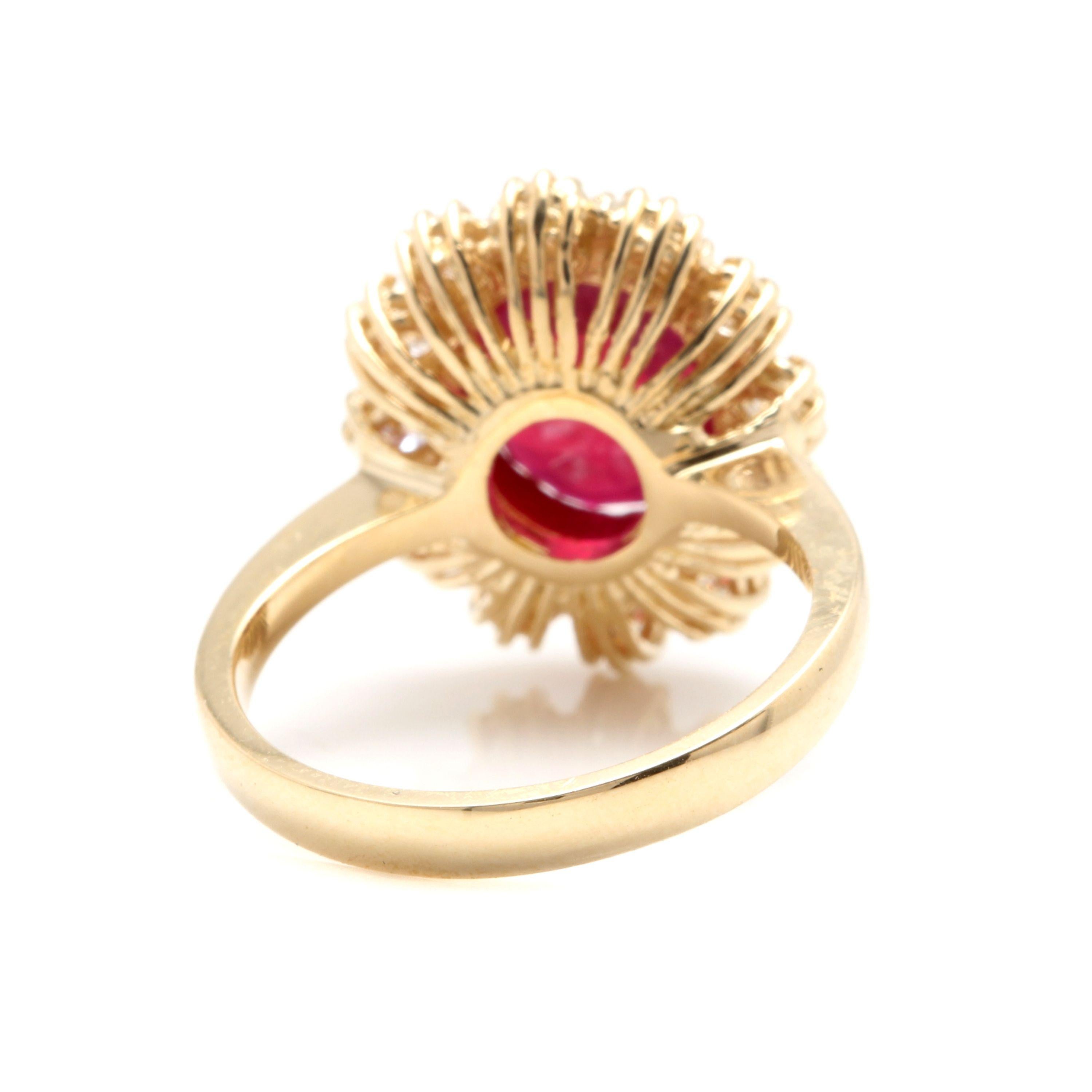 7.20 Carat Natural Red Ruby and Diamond 18 Karat Solid Yellow Gold Ring In New Condition For Sale In Los Angeles, CA