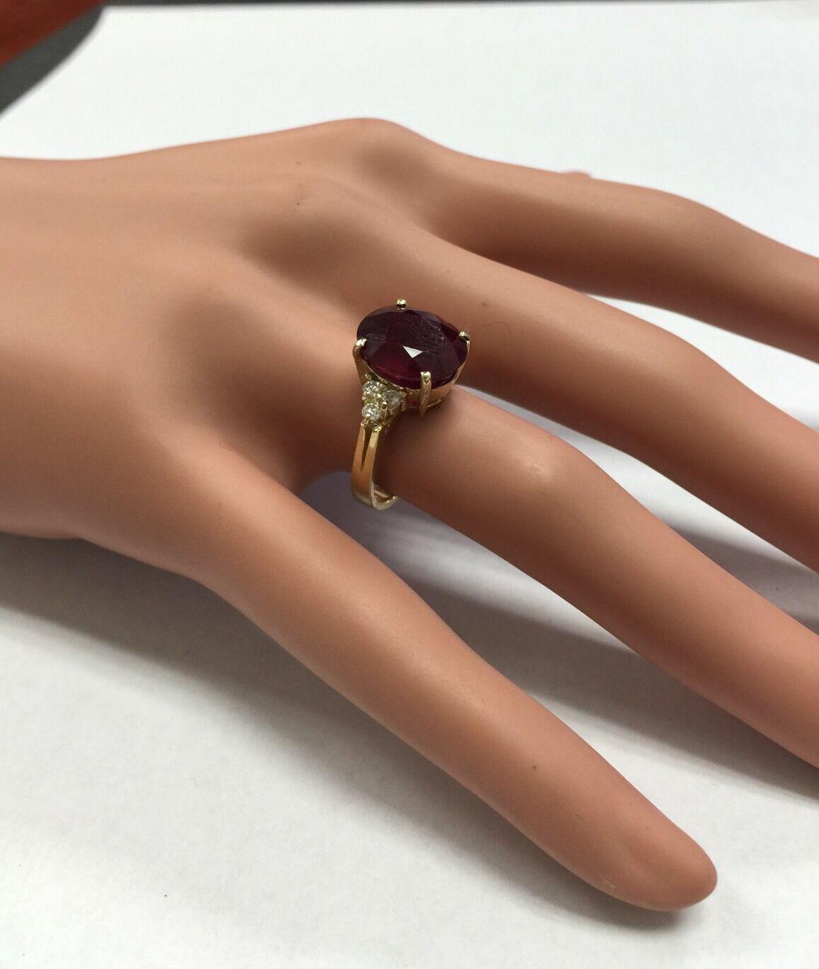 6.60 Carats Red Ruby and Diamond 14k Solid White Gold Ring For Sale 2