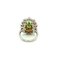 6.60 Ct Green Tourmaline & Multi-Color Diamond Ring in 18kt White Gold