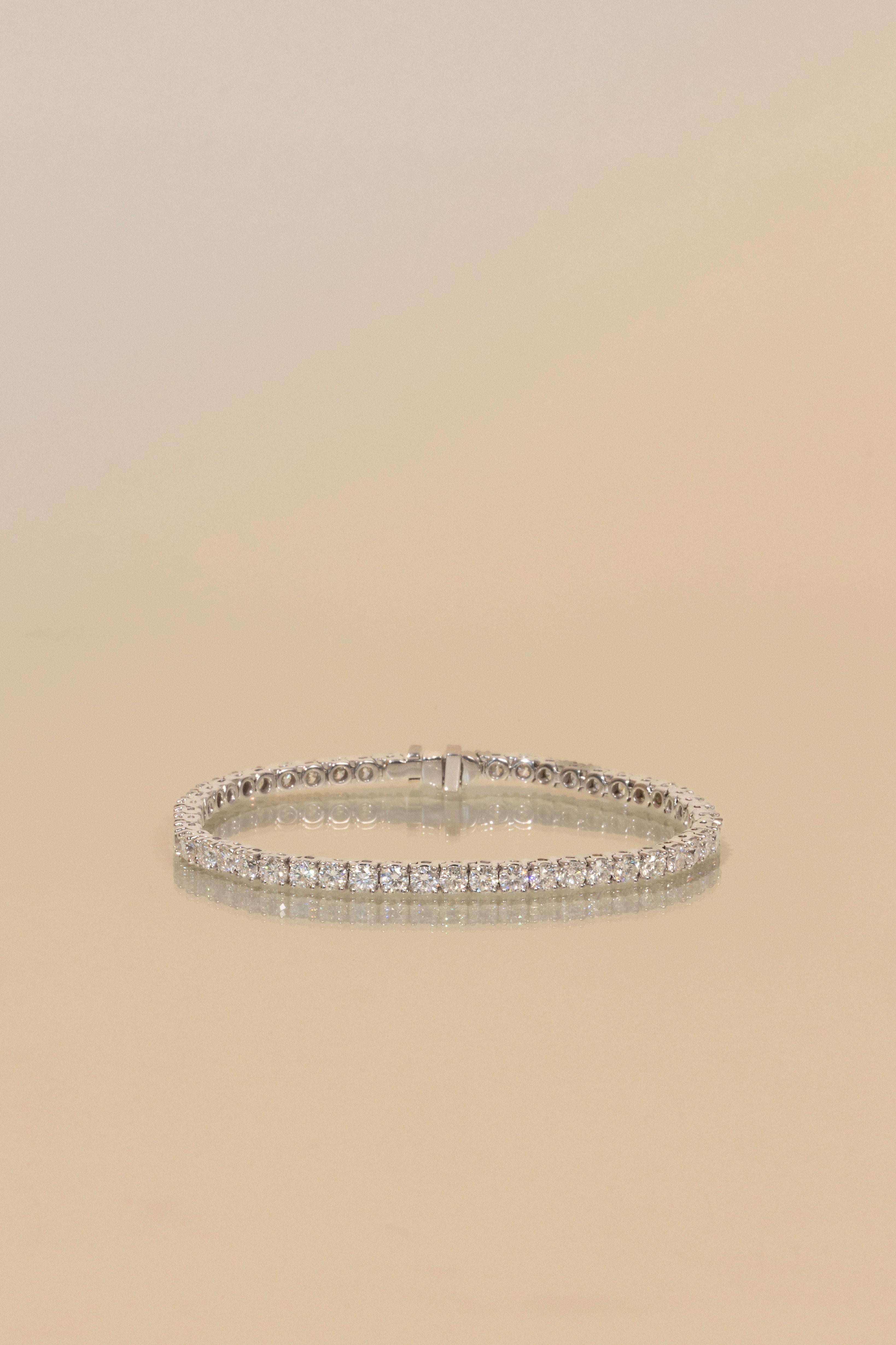 Pulsera de tenis de 6,60 ct, diamantes FG VS de 3,10 mm en oro blanco en Nuevo estado para la venta en Brasschaat, BE