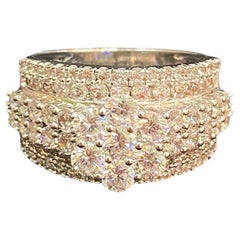 6.60 Cts F/VS Round Brilliant Cut Diamonds Multi-Row Wedding Ring 14K White Gold